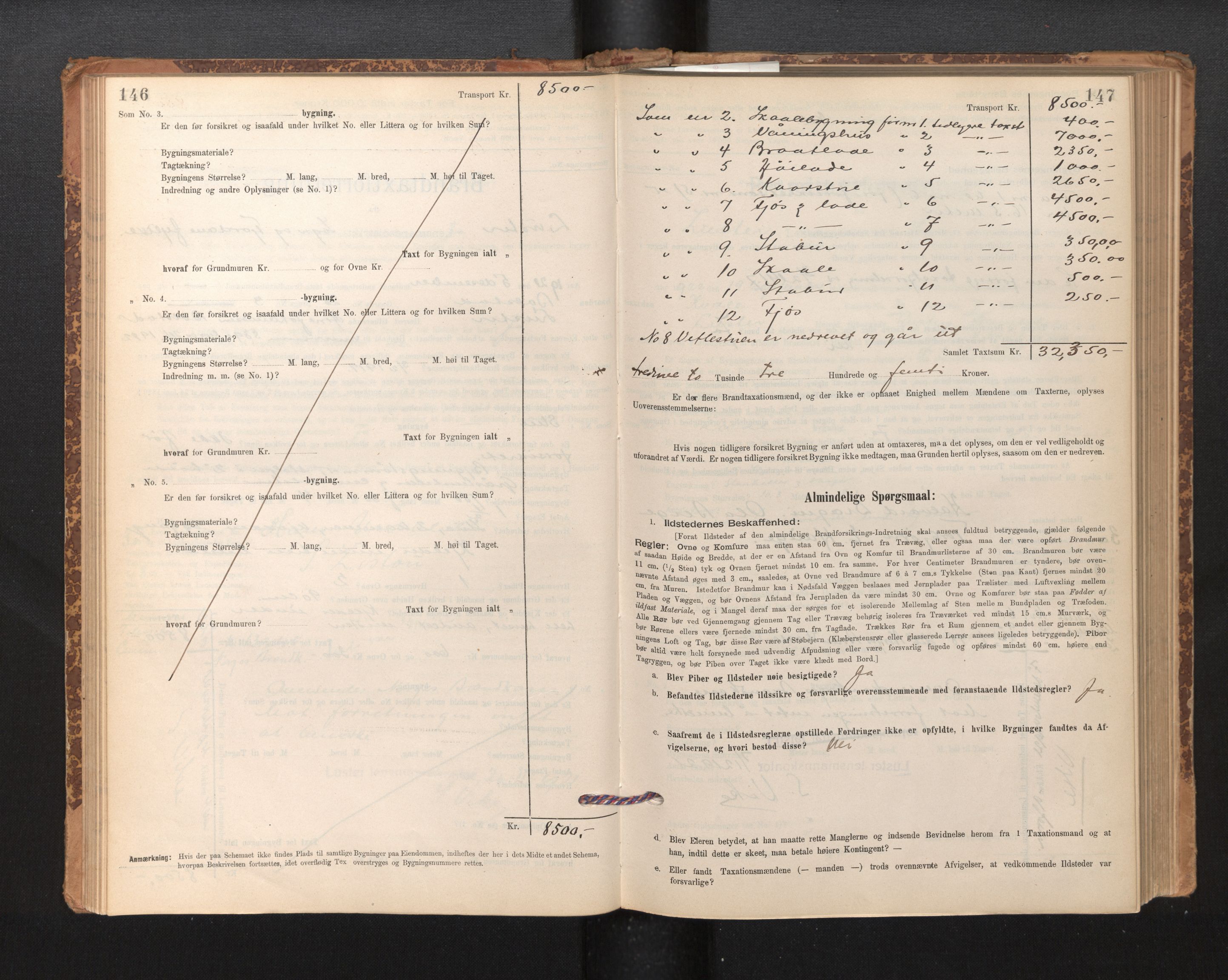 Lensmannen i Luster, SAB/A-29301/0012/L0007: Branntakstprotokoll, skjematakst, 1895-1935, s. 146-147