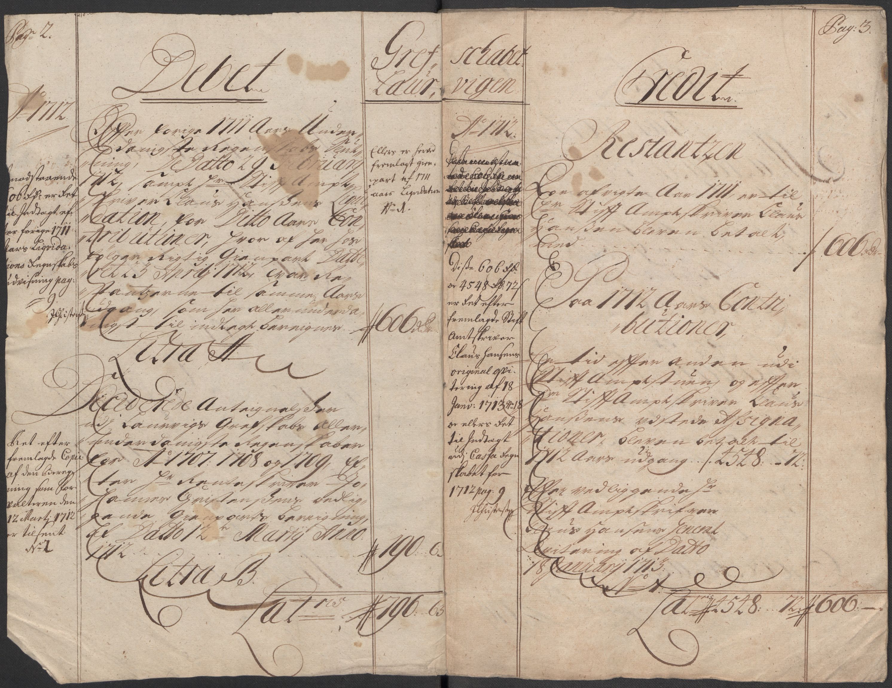 Rentekammeret inntil 1814, Reviderte regnskaper, Fogderegnskap, AV/RA-EA-4092/R33/L1984: Fogderegnskap Larvik grevskap, 1712, s. 4