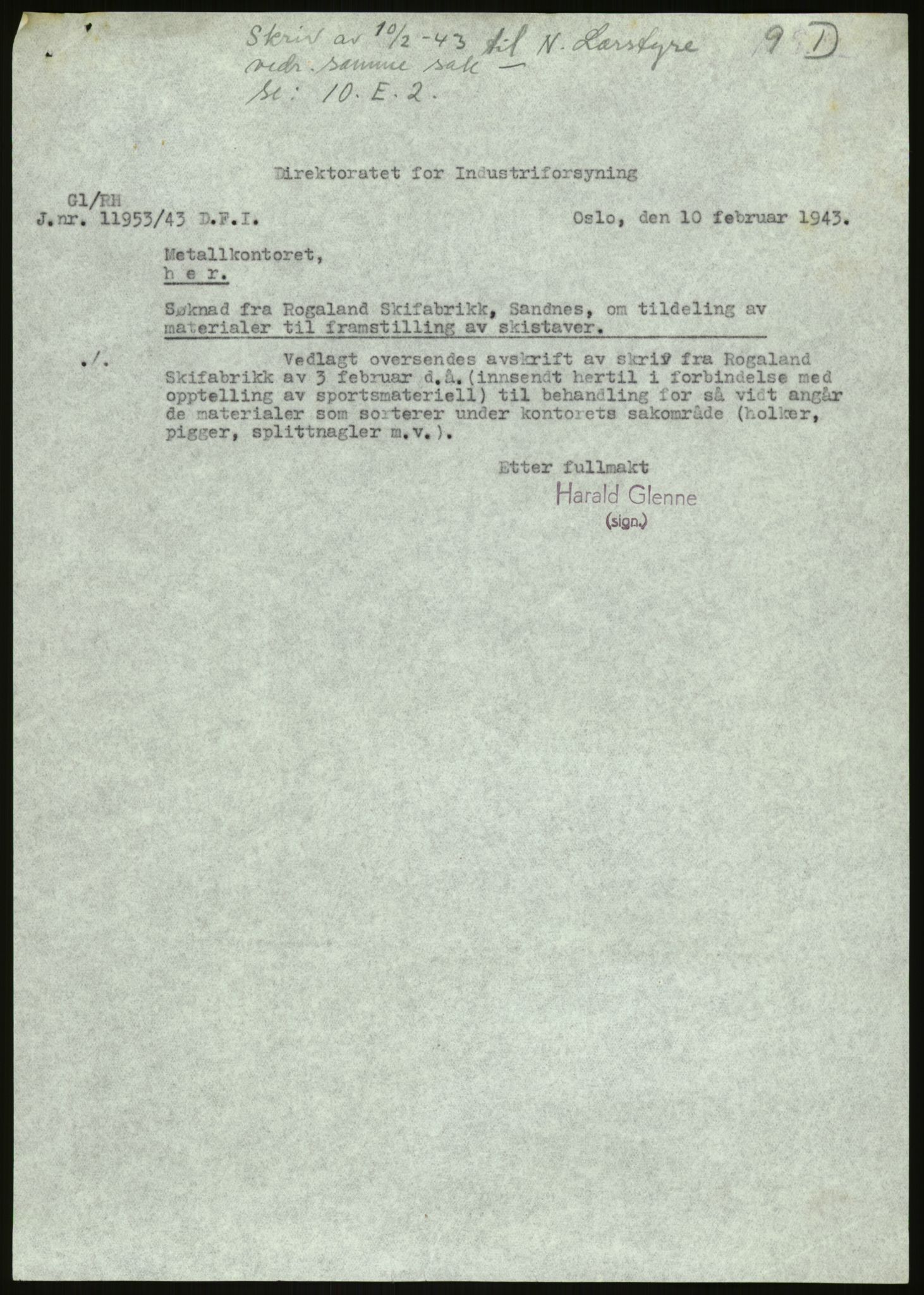 Direktoratet for industriforsyning, Sekretariatet, AV/RA-S-4153/D/Df/L0054: 9. Metallkontoret, 1940-1945, s. 529