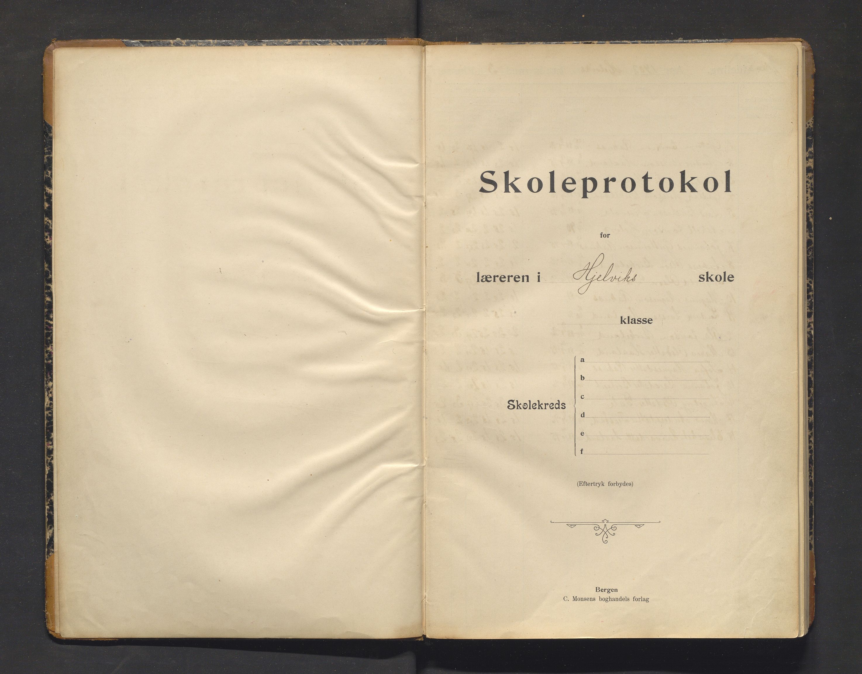 Hamre kommune. Barneskulane, IKAH/1254-231/F/Fa/L0004: Skuleprotokoll for Hjellvik skule, 1902-1930