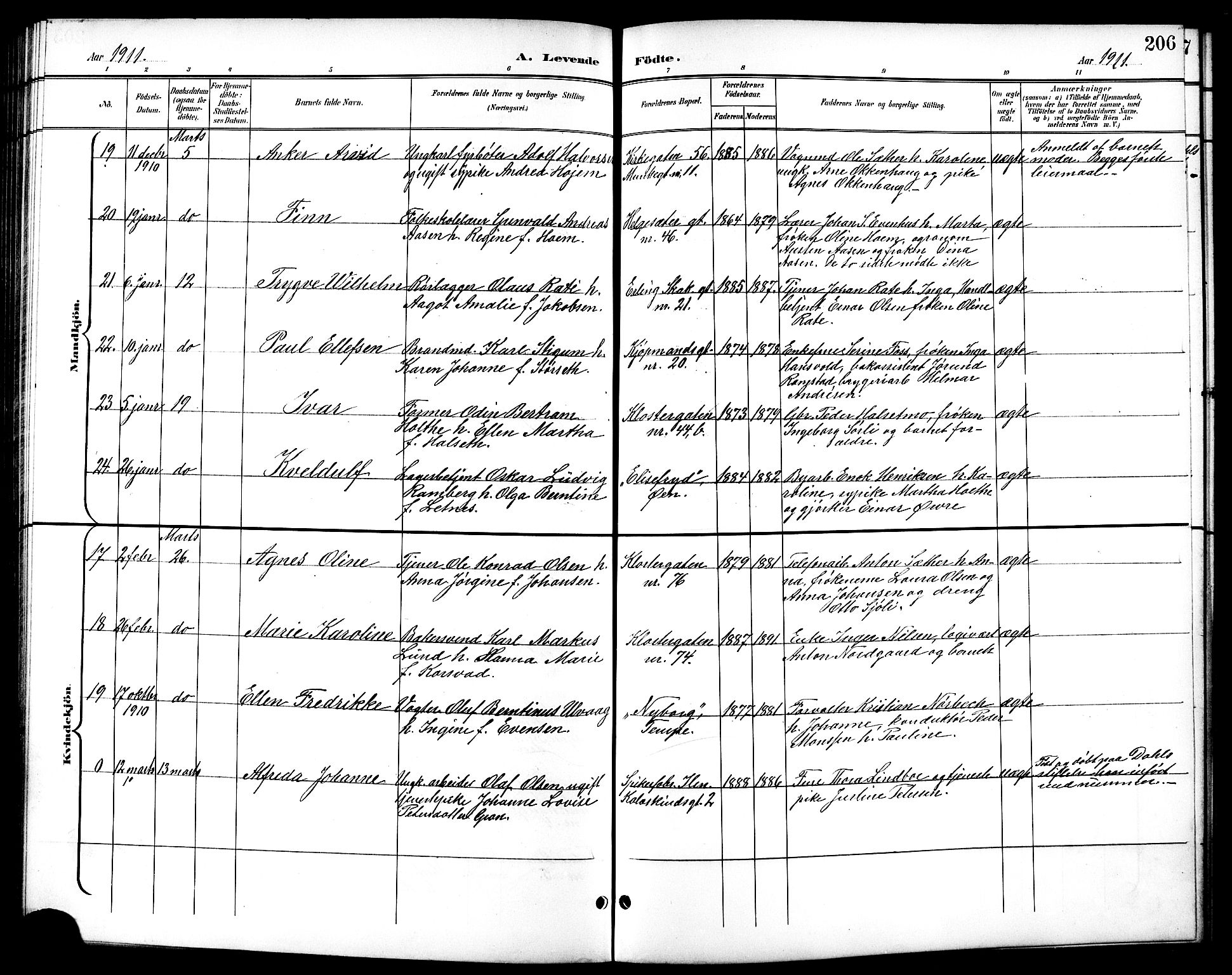 Ministerialprotokoller, klokkerbøker og fødselsregistre - Sør-Trøndelag, AV/SAT-A-1456/601/L0094: Klokkerbok nr. 601C12, 1898-1911, s. 206