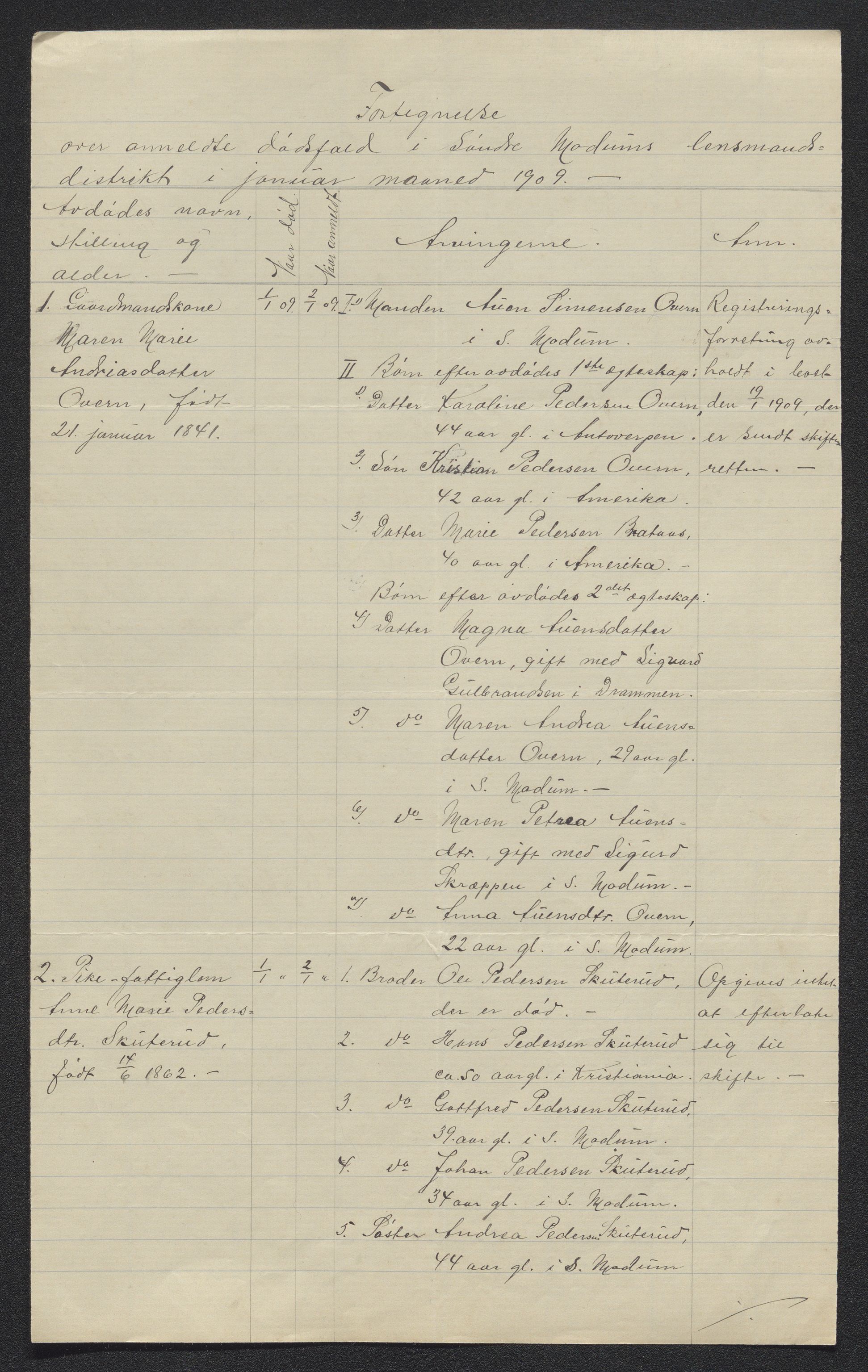 Eiker, Modum og Sigdal sorenskriveri, AV/SAKO-A-123/H/Ha/Hab/L0033: Dødsfallsmeldinger, 1909-1910, s. 199