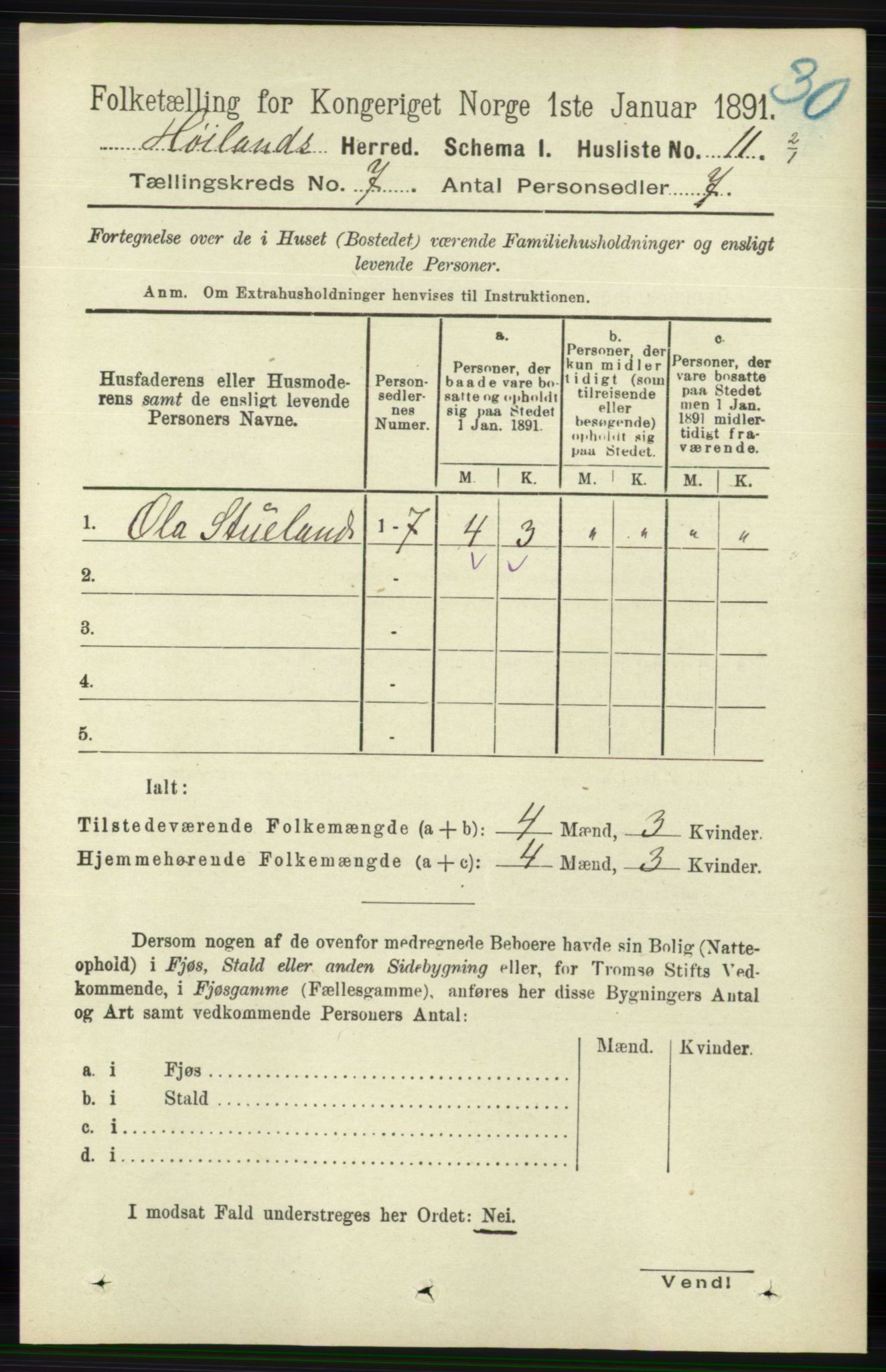 RA, Folketelling 1891 for 1123 Høyland herred, 1891, s. 2322