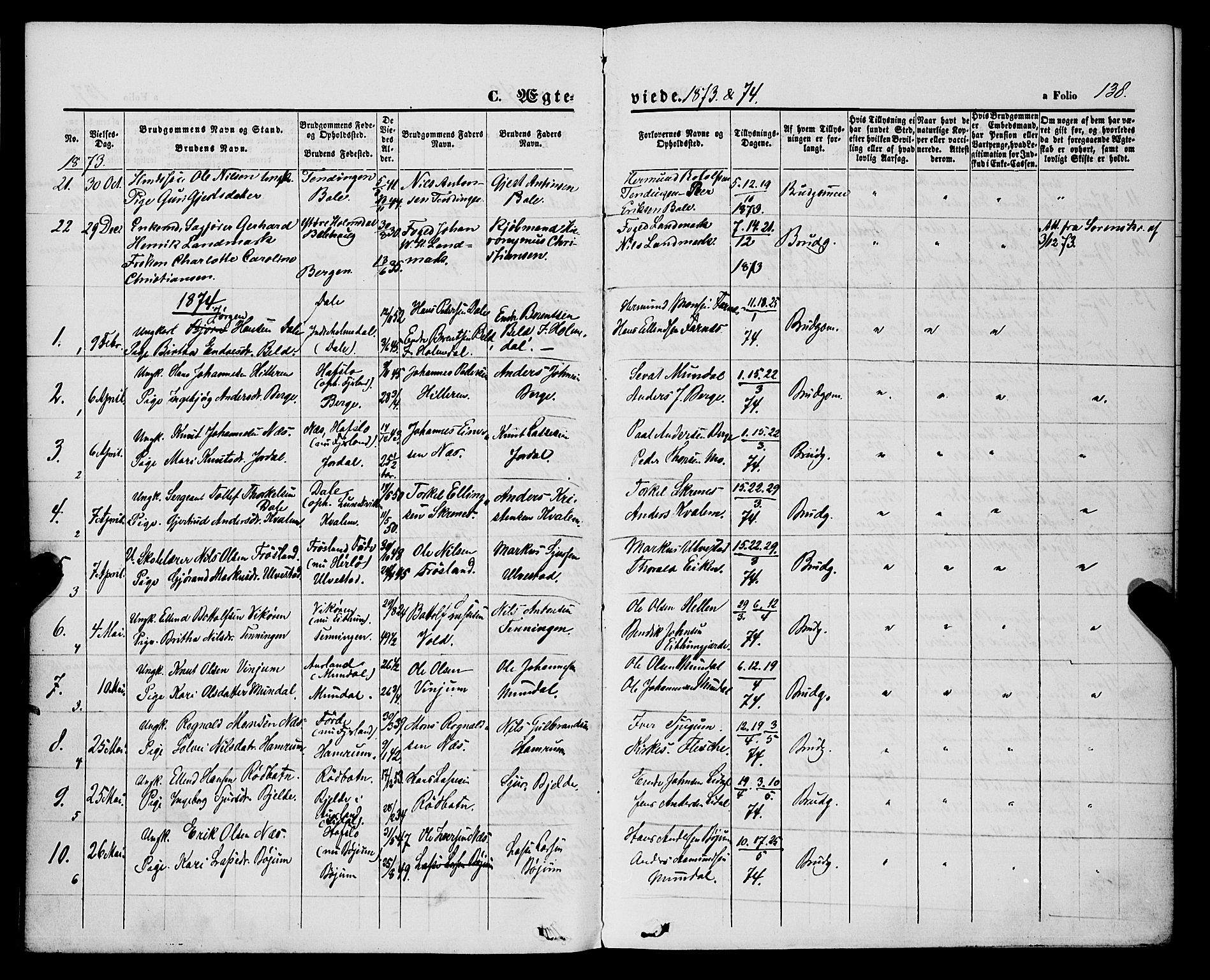 Balestrand sokneprestembete, SAB/A-79601/H/Haa/Haaa/L0003: Ministerialbok nr. A 3, 1867-1878, s. 138