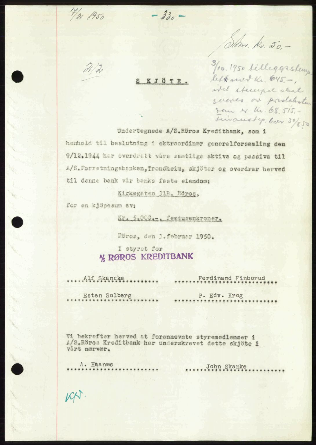 Gauldal sorenskriveri, SAT/A-0014/1/2/2C: Pantebok nr. A9, 1949-1950, Dagboknr: 212/1950