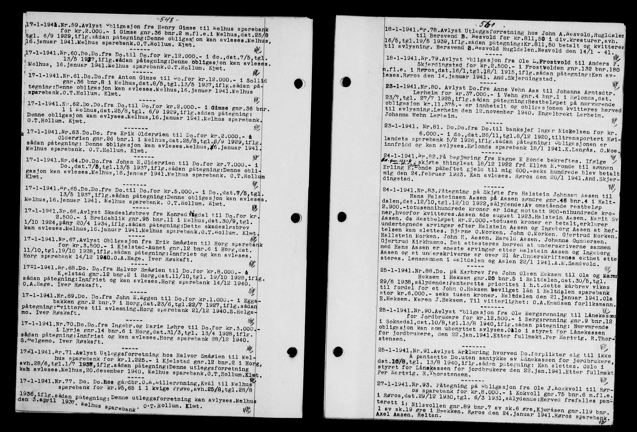 Gauldal sorenskriveri, SAT/A-0014/1/2/2C/L0052: Pantebok nr. 57, 1940-1941, Dagboknr: 59/1941