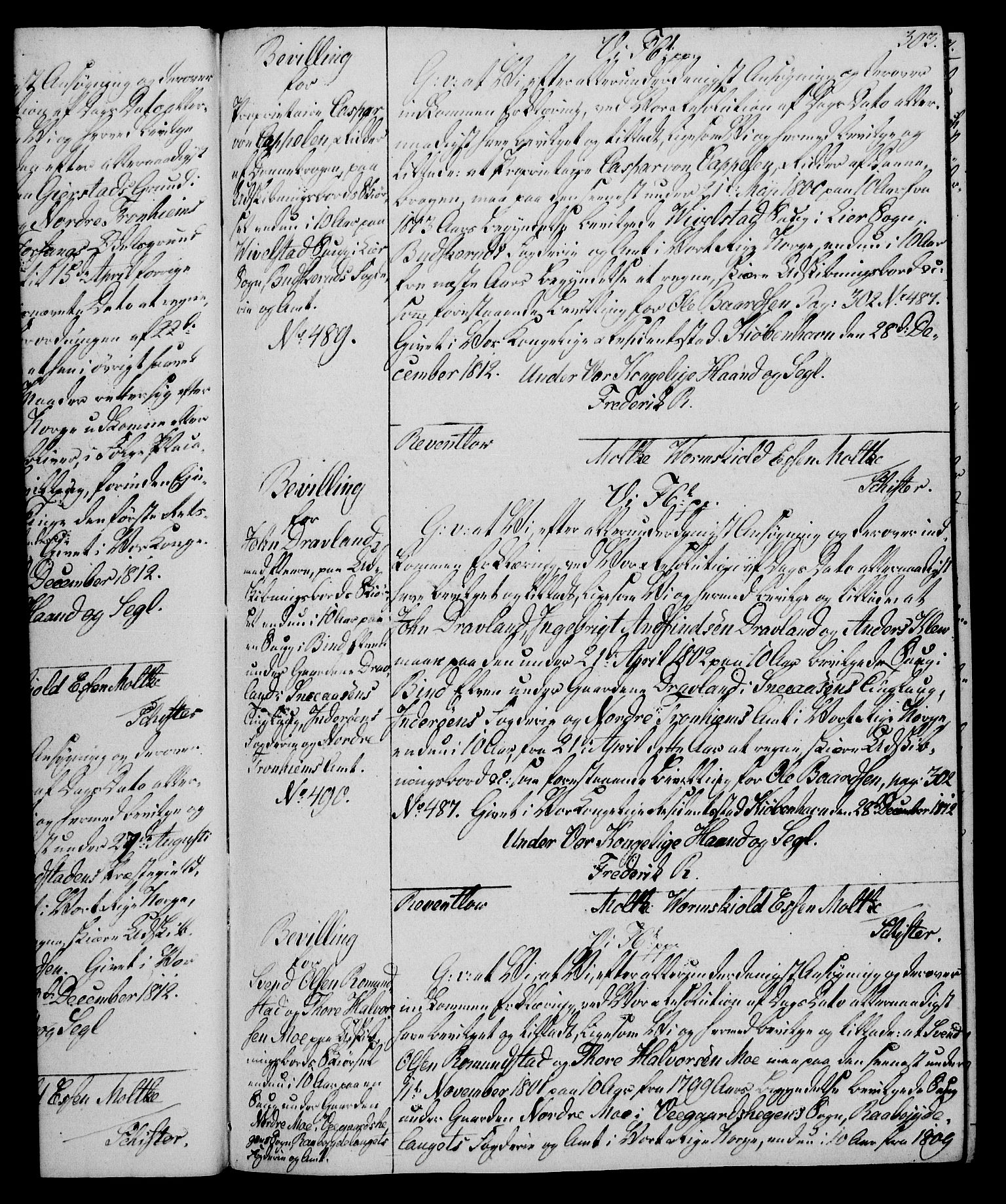 Rentekammeret, Kammerkanselliet, AV/RA-EA-3111/G/Gg/Gga/L0020: Norsk ekspedisjonsprotokoll med register (merket RK 53.20), 1811-1814, s. 303