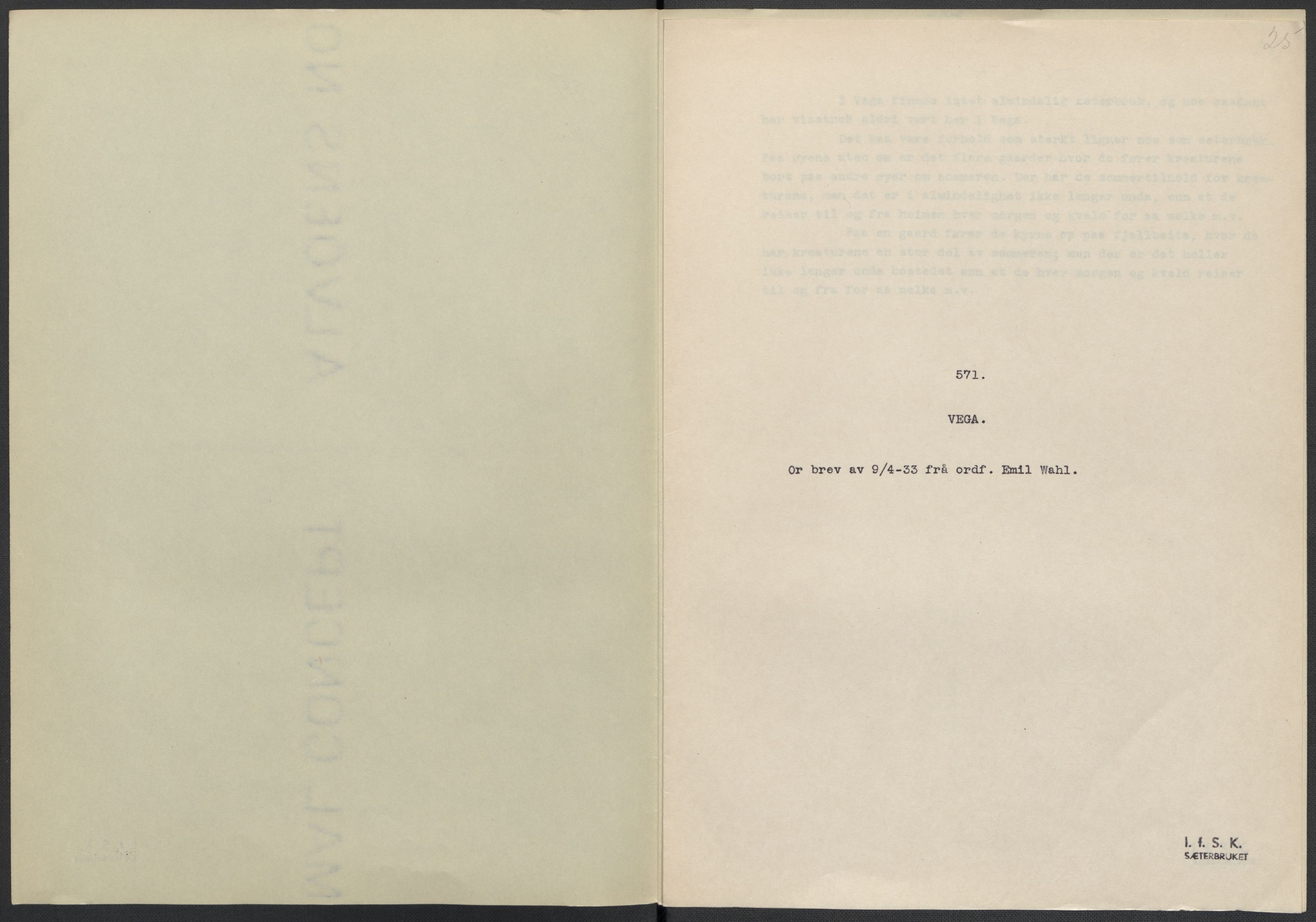 Instituttet for sammenlignende kulturforskning, AV/RA-PA-0424/F/Fc/L0016/0001: Eske B16: / Nordland (perm XLVI), 1932-1938, s. 25