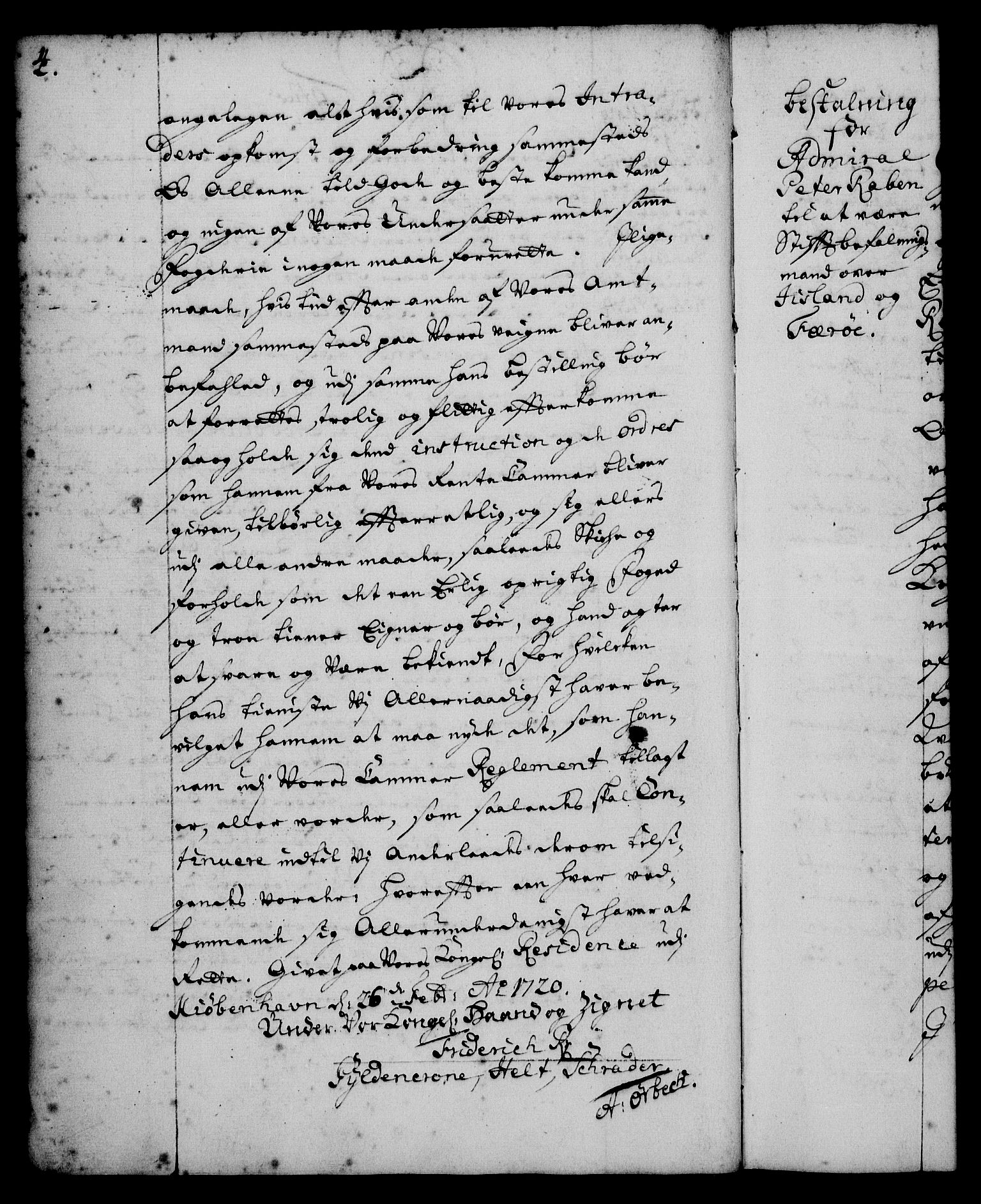 Rentekammeret, Kammerkanselliet, RA/EA-3111/G/Gg/Gge/L0001: Norsk bestallingsprotokoll med register (merket RK 53.25), 1720-1730, s. 4