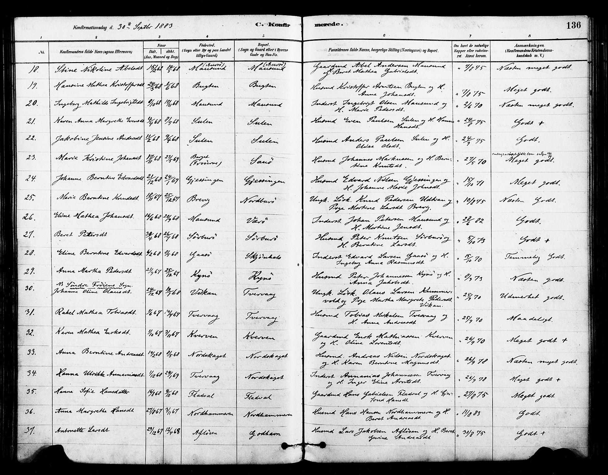 Ministerialprotokoller, klokkerbøker og fødselsregistre - Sør-Trøndelag, AV/SAT-A-1456/640/L0578: Ministerialbok nr. 640A03, 1879-1889, s. 136