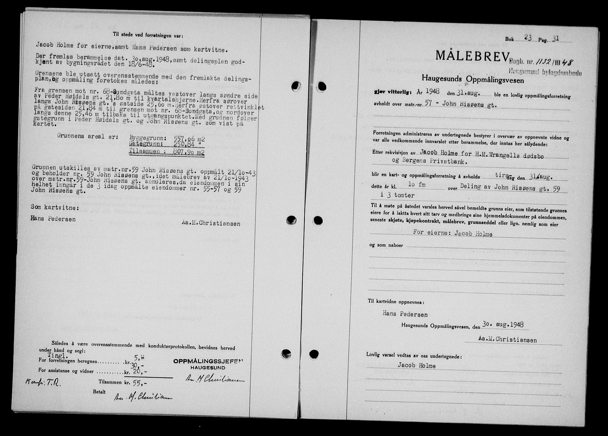 Haugesund tingrett, SAST/A-101415/01/II/IIC/L0063: Pantebok nr. A 4, 1946-1948, Dagboknr: 1132/1948