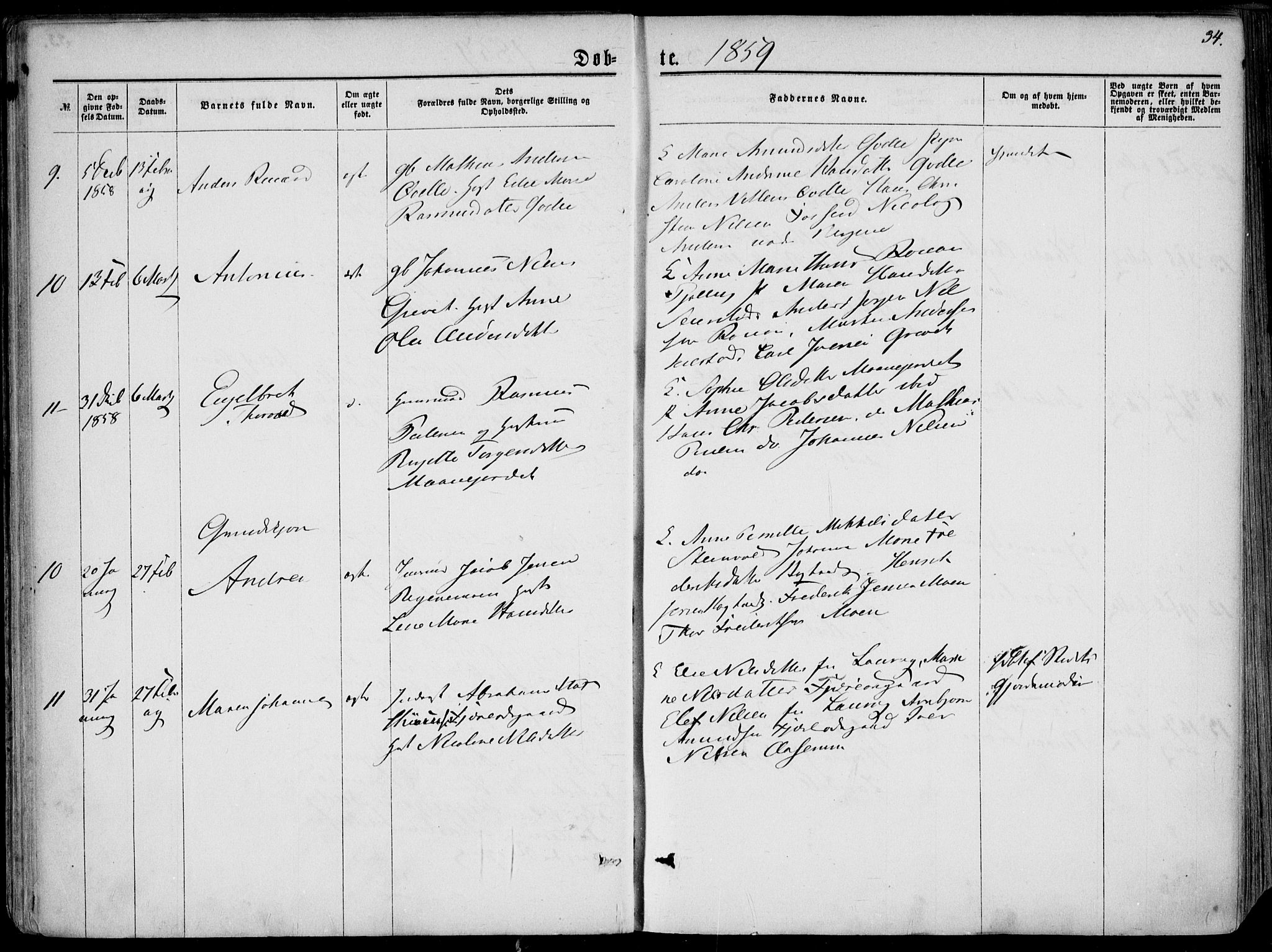 Hedrum kirkebøker, AV/SAKO-A-344/F/Fa/L0007: Ministerialbok nr. I 7, 1857-1868, s. 34