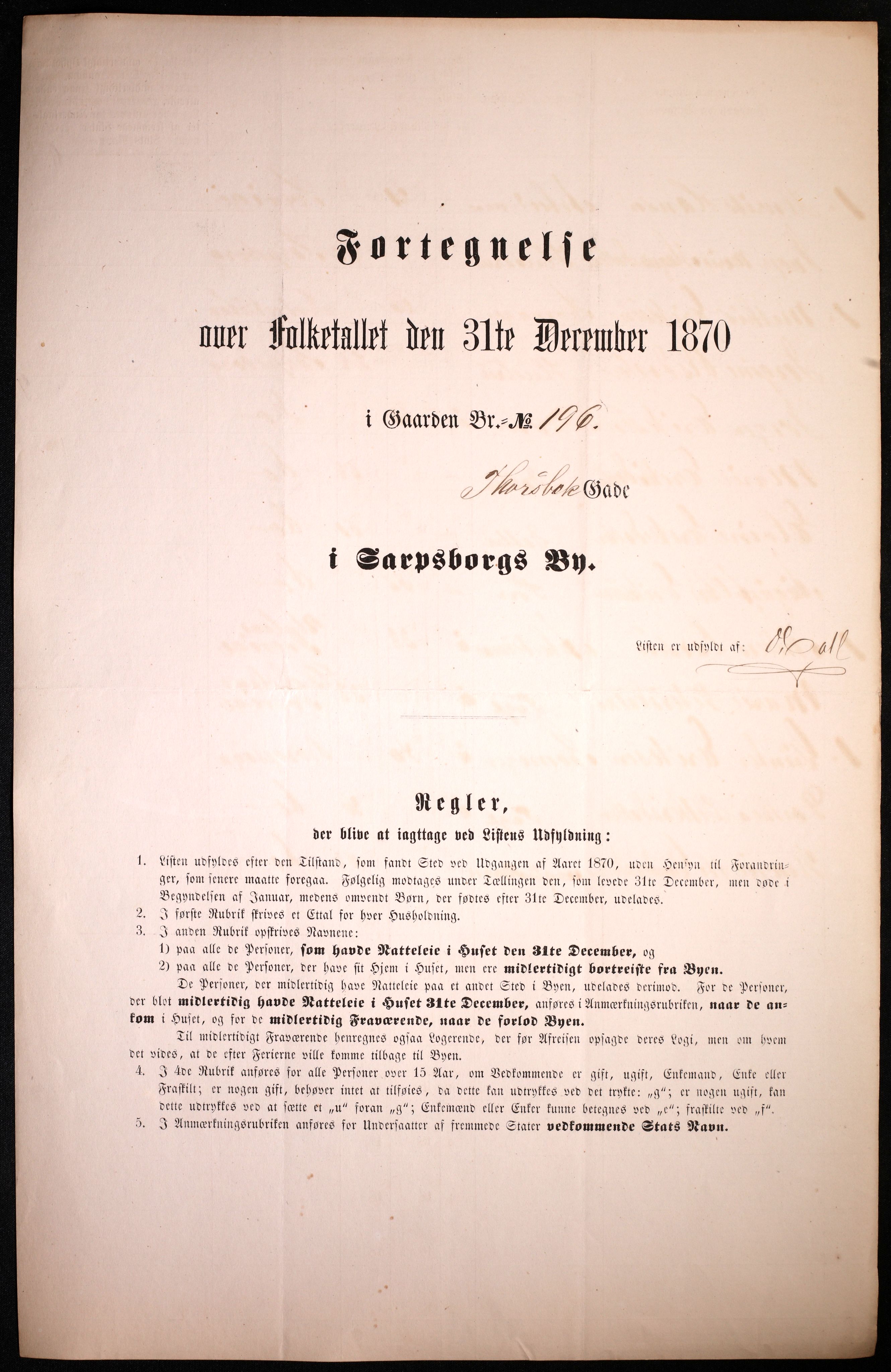 RA, Folketelling 1870 for 0102 Sarpsborg kjøpstad, 1870, s. 51