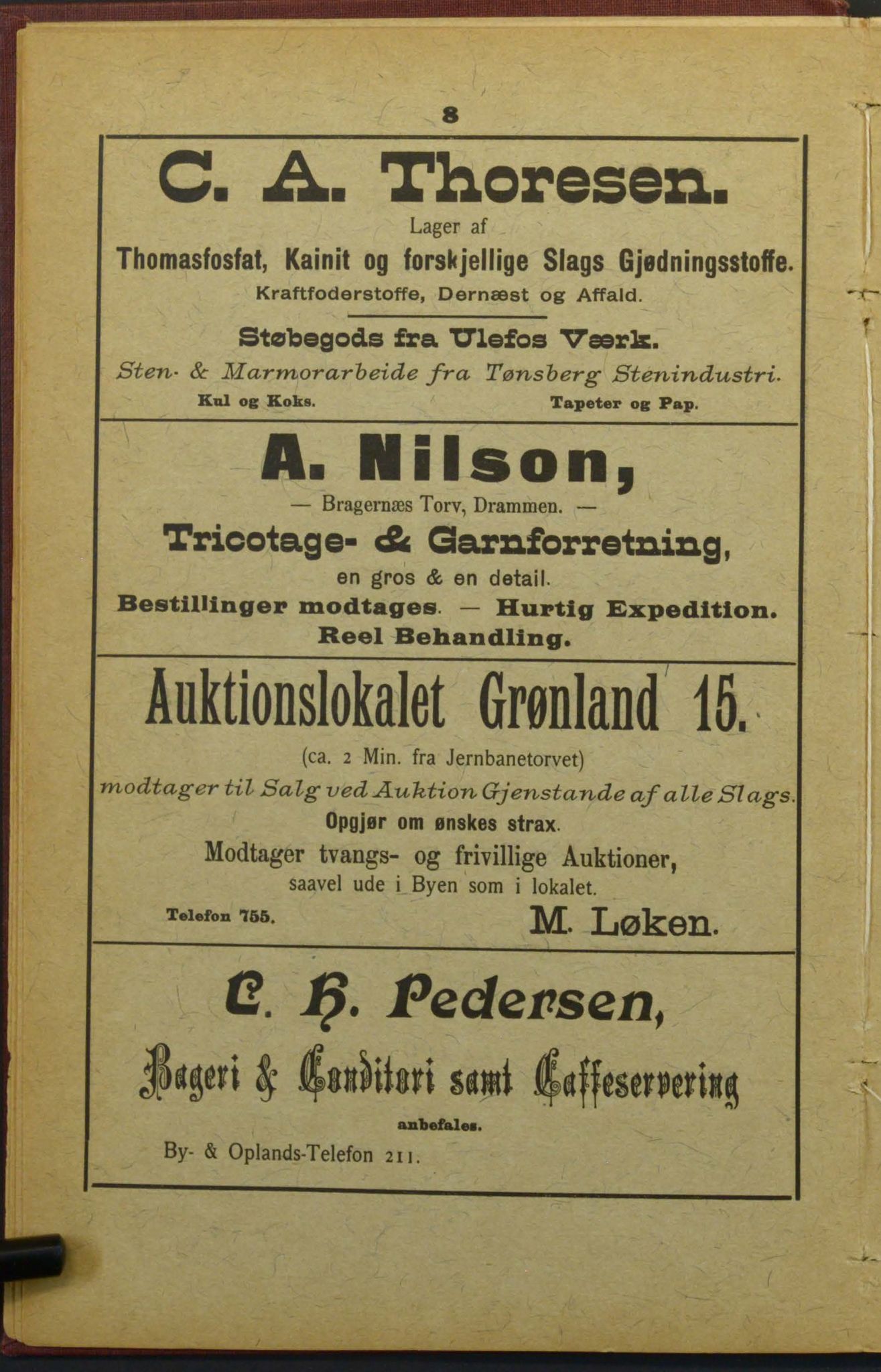 Drammen adressebok, DRMK/-, 1904-1905, s. 8