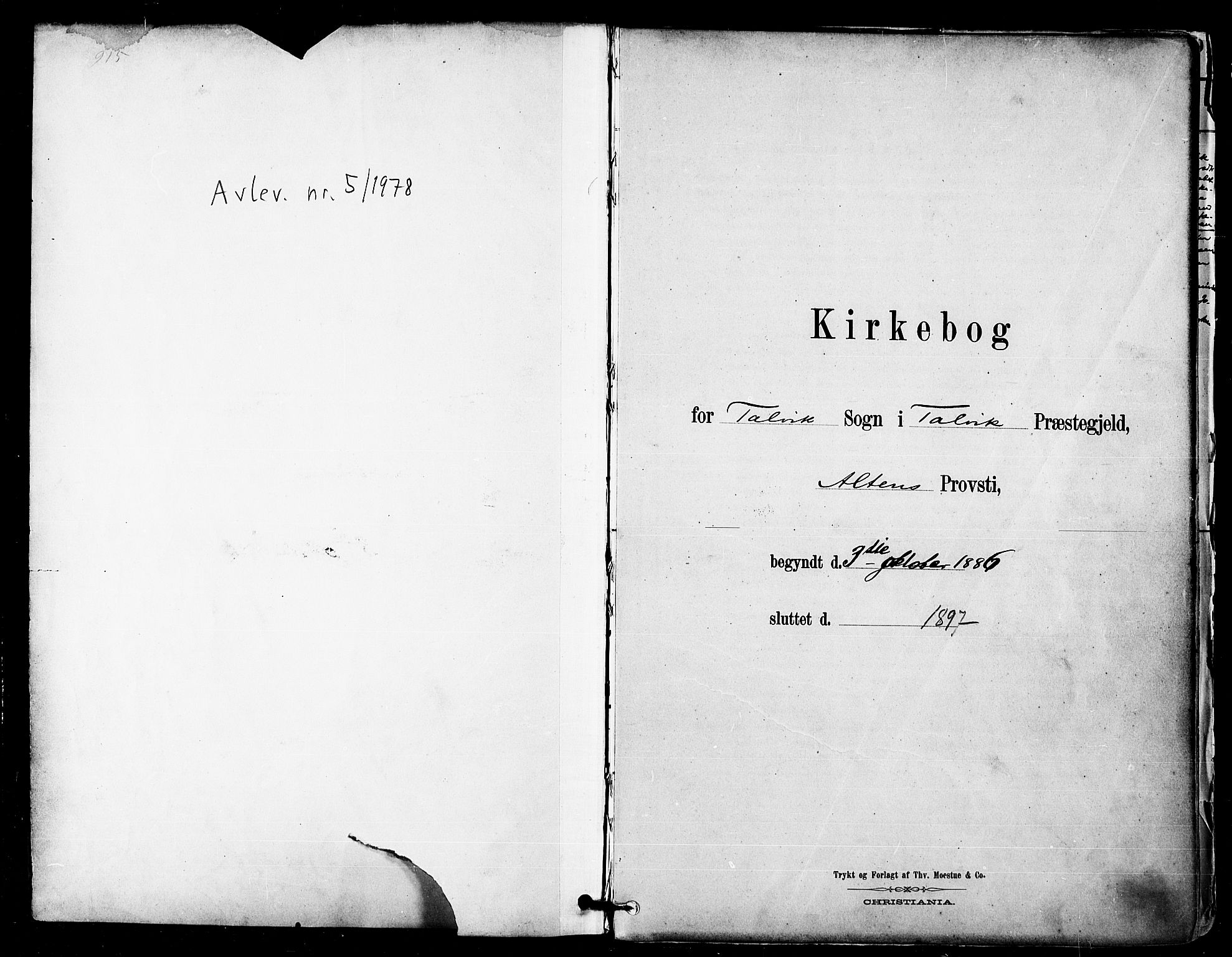 Talvik sokneprestkontor, AV/SATØ-S-1337/H/Ha/L0013kirke: Ministerialbok nr. 13, 1886-1897