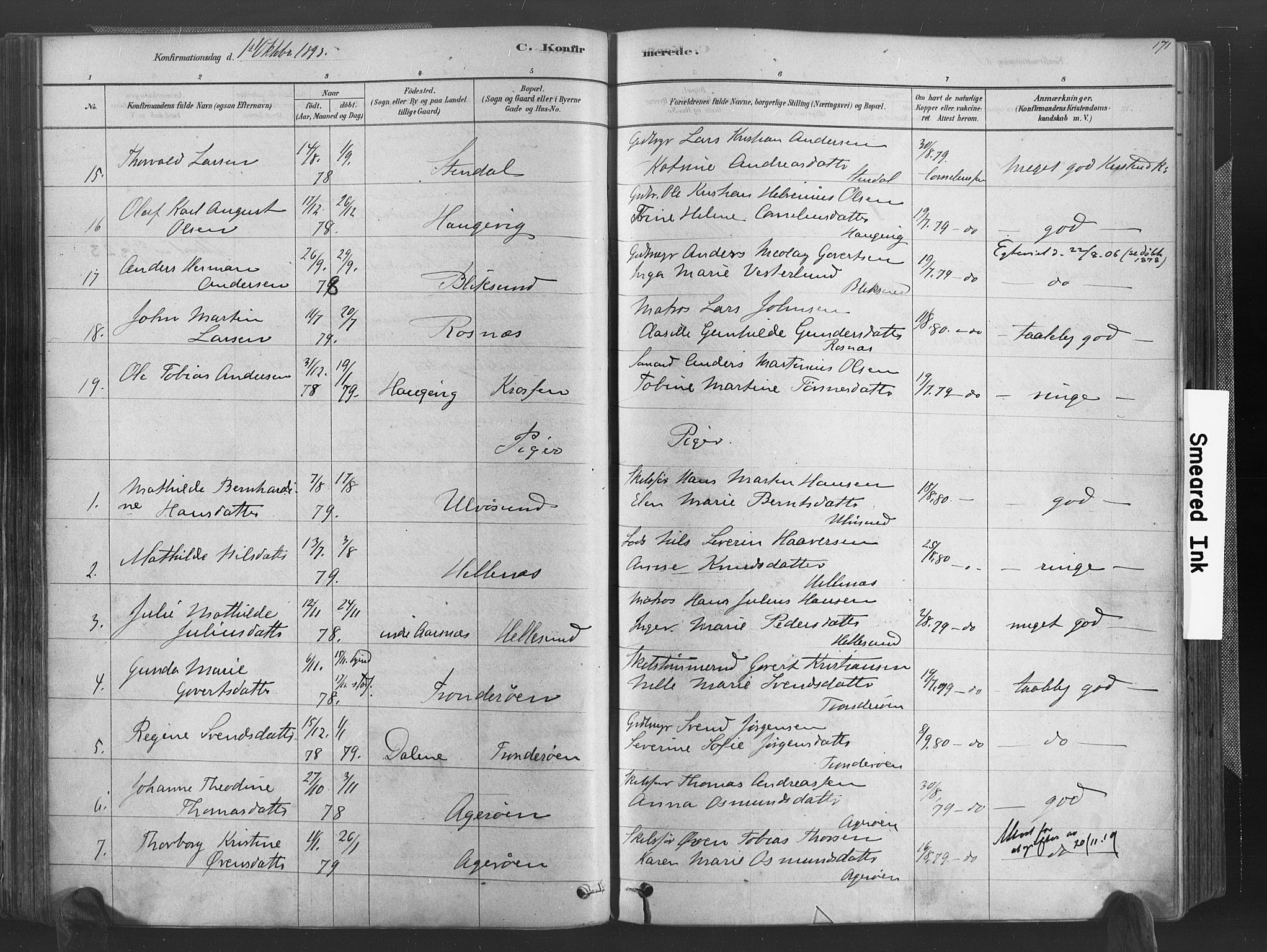 Høvåg sokneprestkontor, SAK/1111-0025/F/Fa/L0005: Ministerialbok nr. A 5, 1878-1893, s. 171