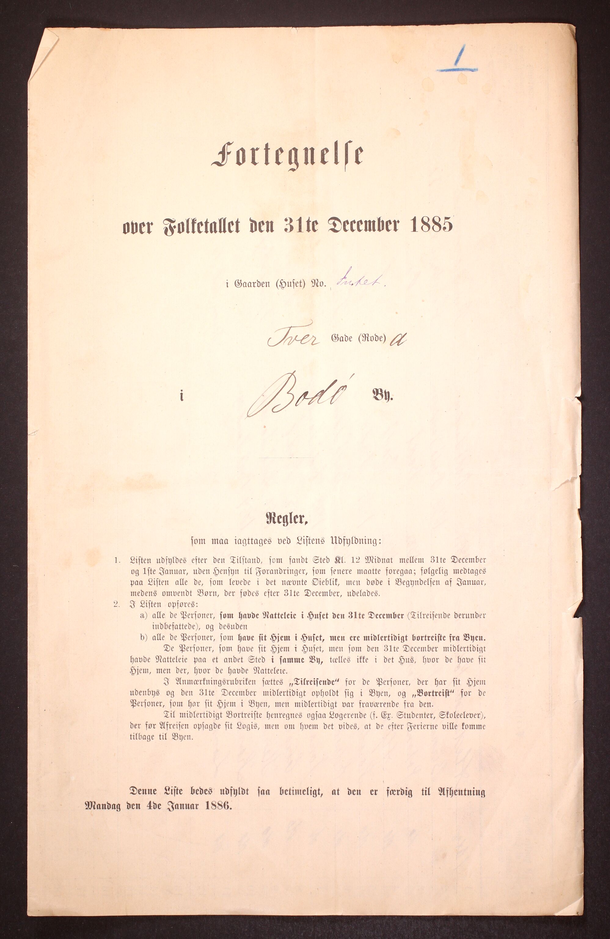 SAT, Folketelling 1885 for 1804 Bodø kjøpstad, 1885, s. 31