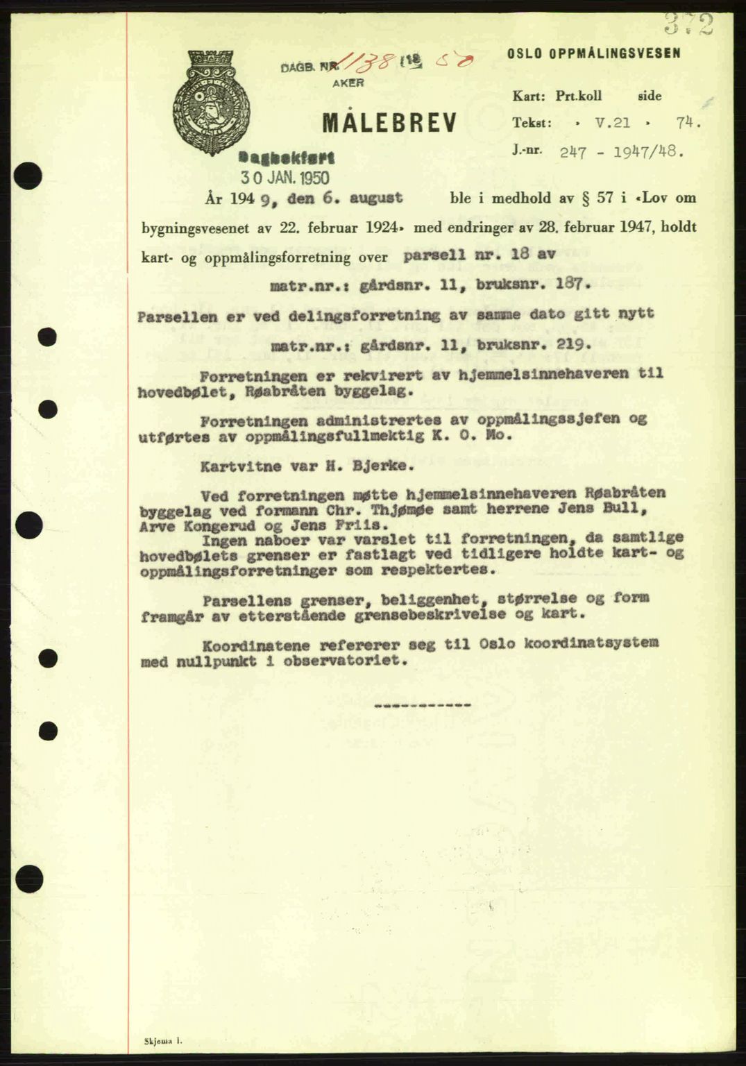 Oslo byskriverembete, AV/SAO-A-10227/G/Gb/Gbd/Gbda/L0017: Pantebok nr. A215, 1949-1950, Dagboknr: 1138/1950