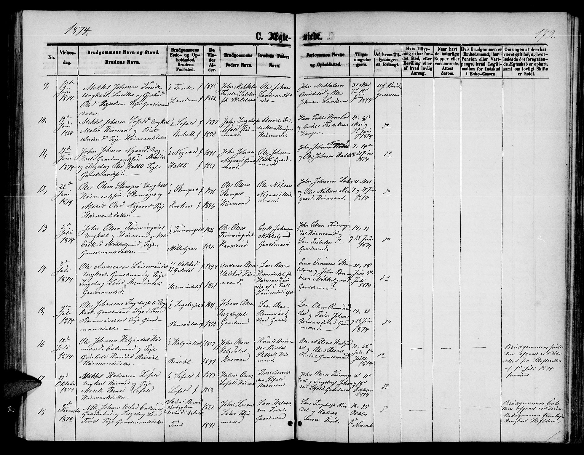 Ministerialprotokoller, klokkerbøker og fødselsregistre - Møre og Romsdal, SAT/A-1454/598/L1076: Klokkerbok nr. 598C01, 1867-1878, s. 172