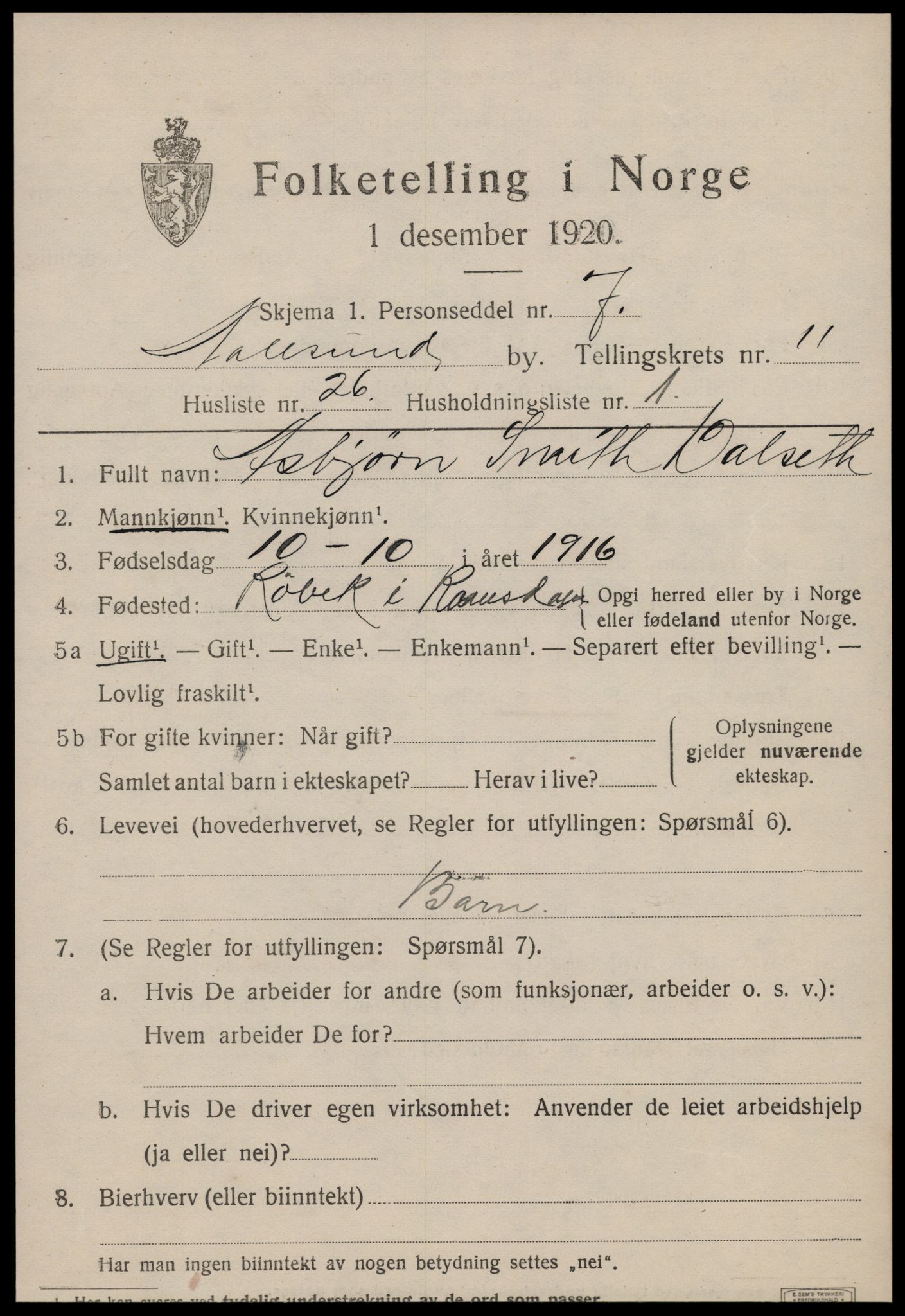 SAT, Folketelling 1920 for 1501 Ålesund kjøpstad, 1920, s. 25370
