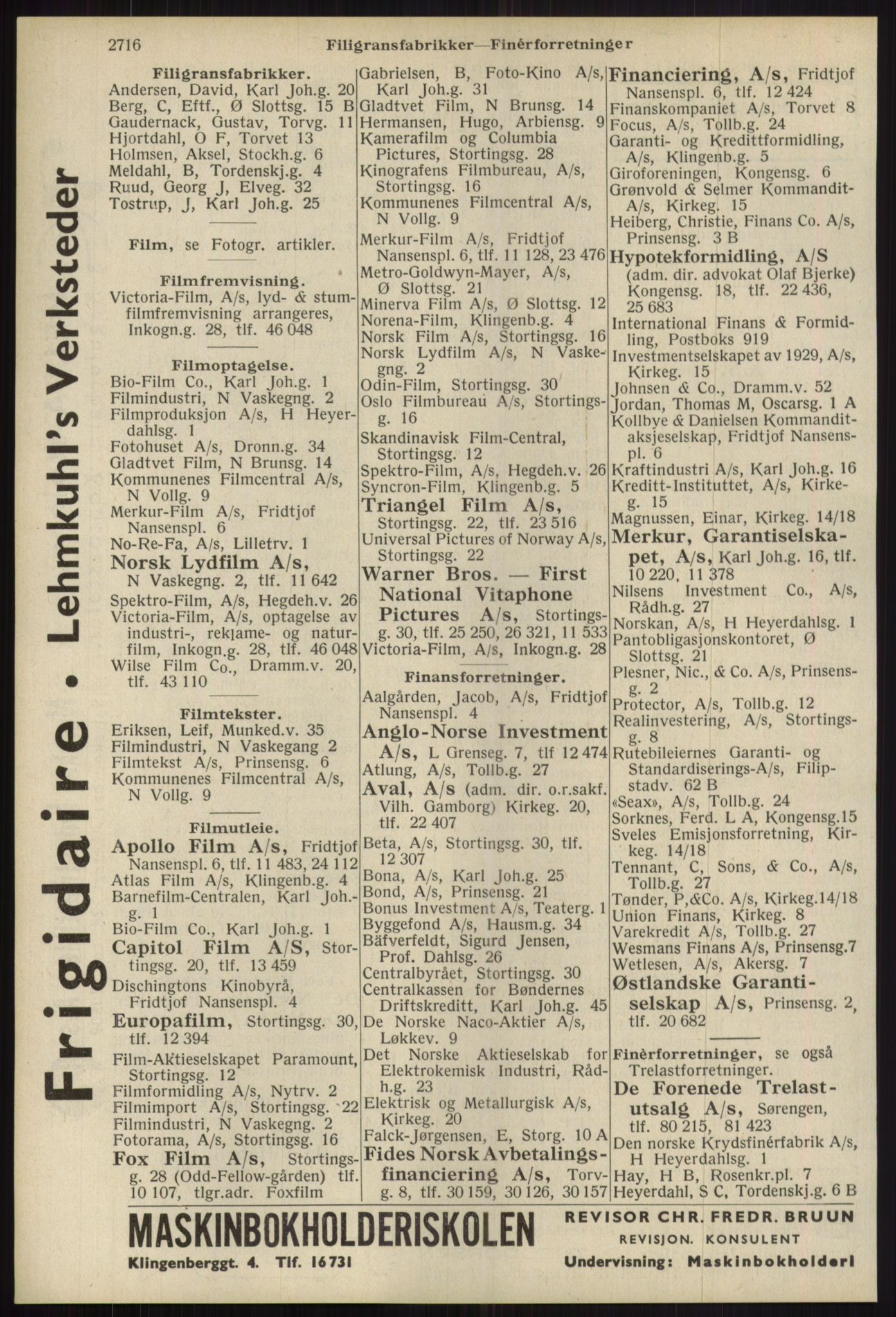 Kristiania/Oslo adressebok, PUBL/-, 1939, s. 2716