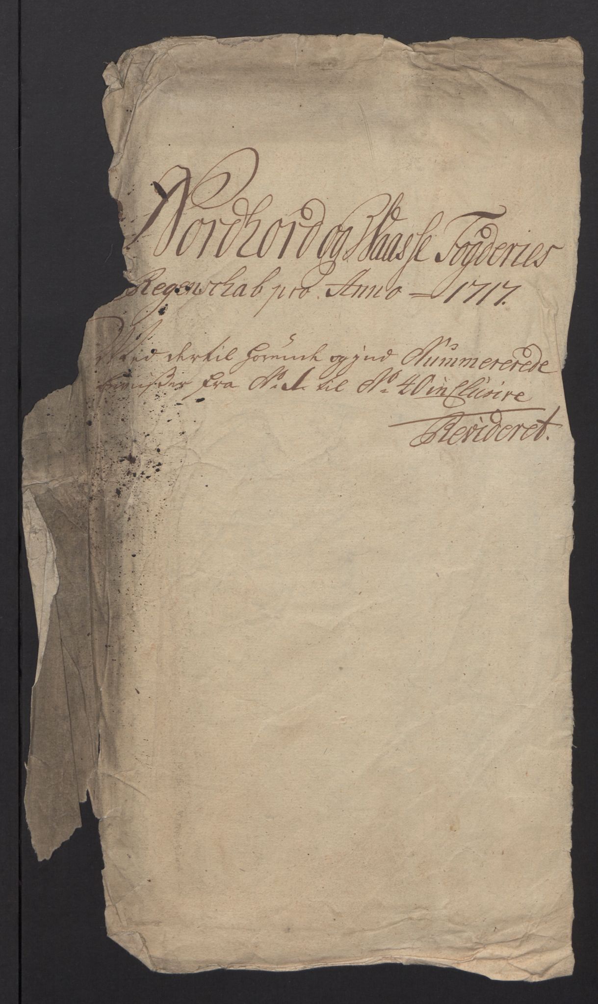 Rentekammeret inntil 1814, Reviderte regnskaper, Fogderegnskap, AV/RA-EA-4092/R51/L3201: Fogderegnskap Nordhordland og Voss, 1717, s. 3