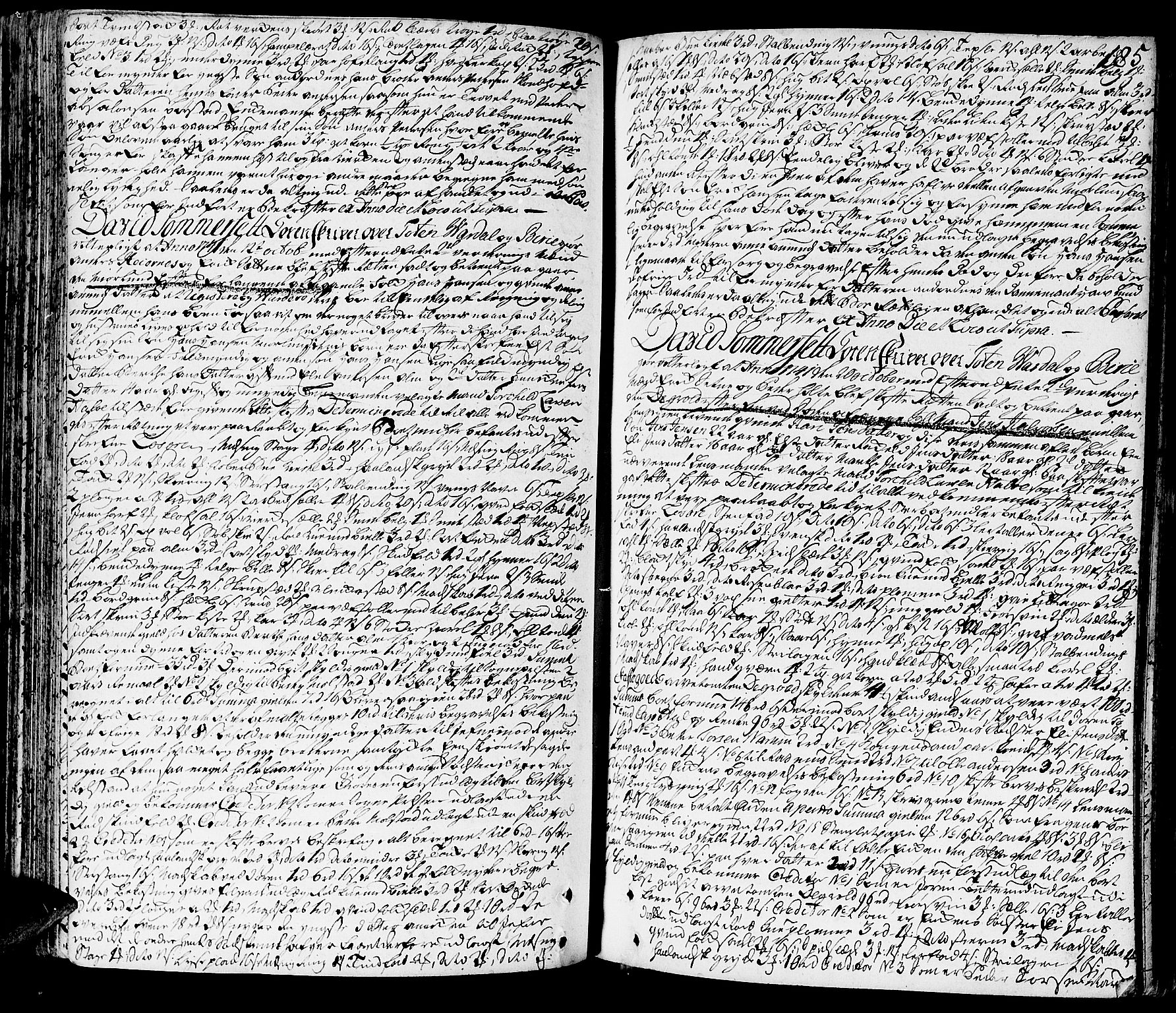 Toten tingrett, AV/SAH-TING-006/J/Ja/L0008: Skifteprotokoll, 1737-1756, s. 184b-185a