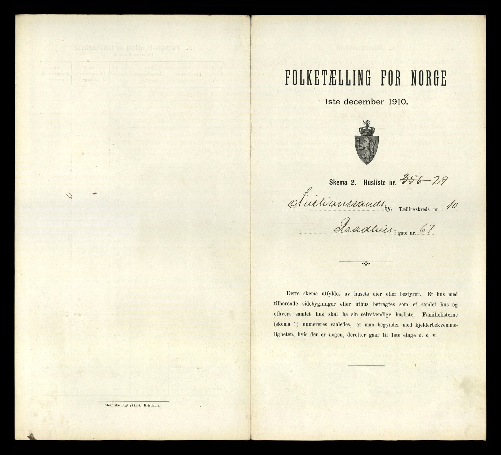 RA, Folketelling 1910 for 1001 Kristiansand kjøpstad, 1910, s. 2452