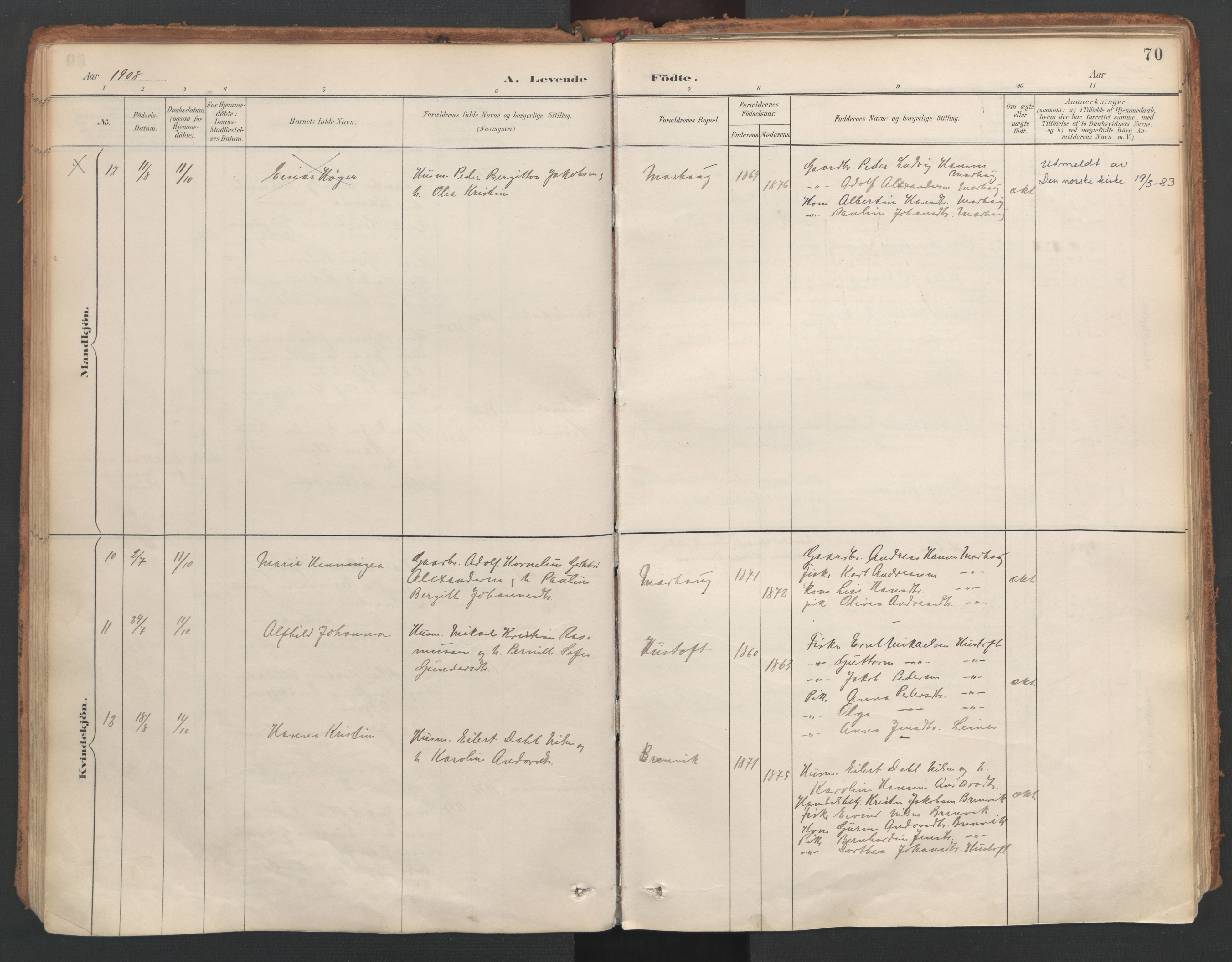 Ministerialprotokoller, klokkerbøker og fødselsregistre - Nordland, AV/SAT-A-1459/857/L0822: Ministerialbok nr. 857A02, 1890-1917, s. 70