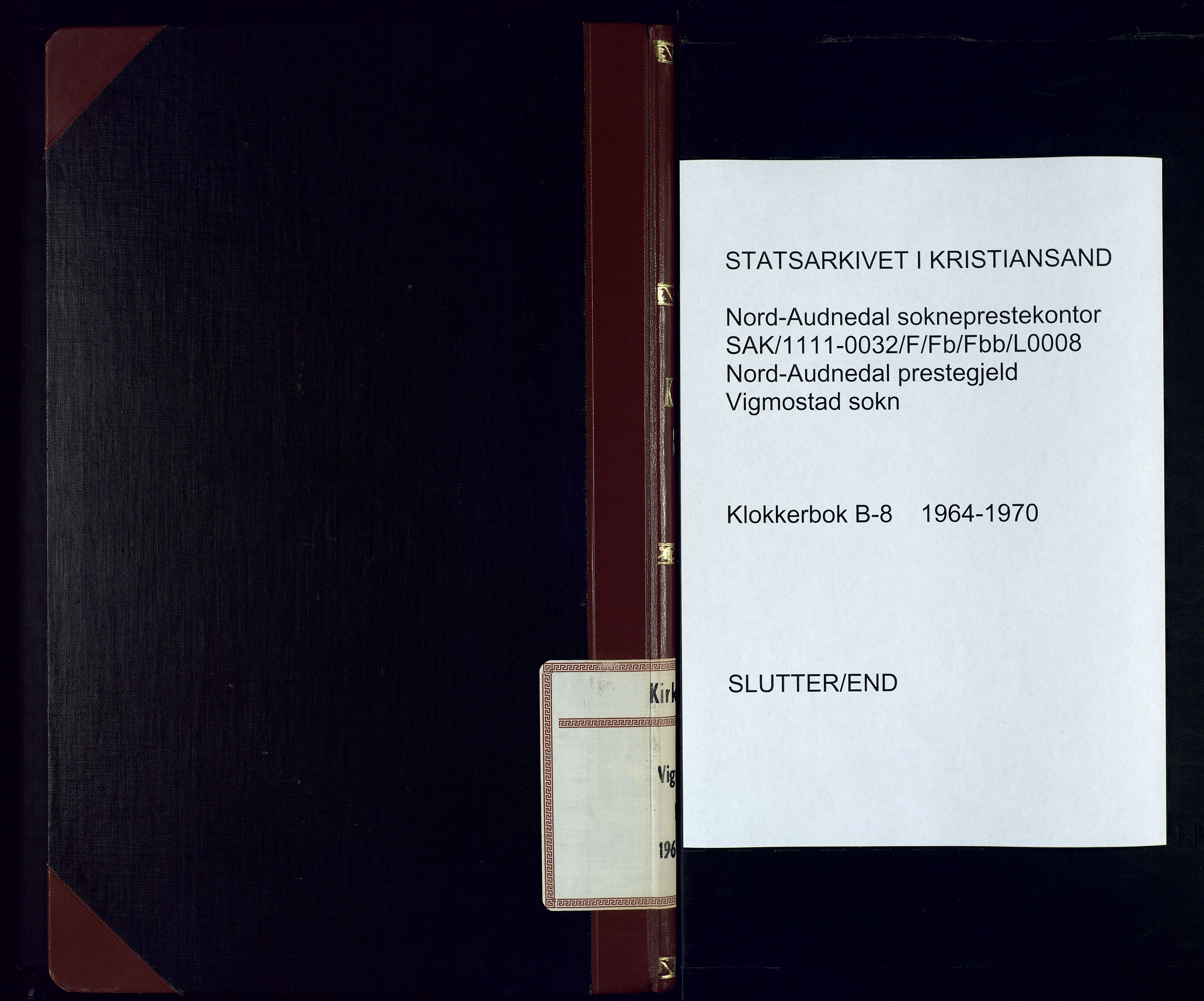 Nord-Audnedal sokneprestkontor, AV/SAK-1111-0032/F/Fb/Fbb/L0008: Klokkerbok nr. B-8, 1964-1970