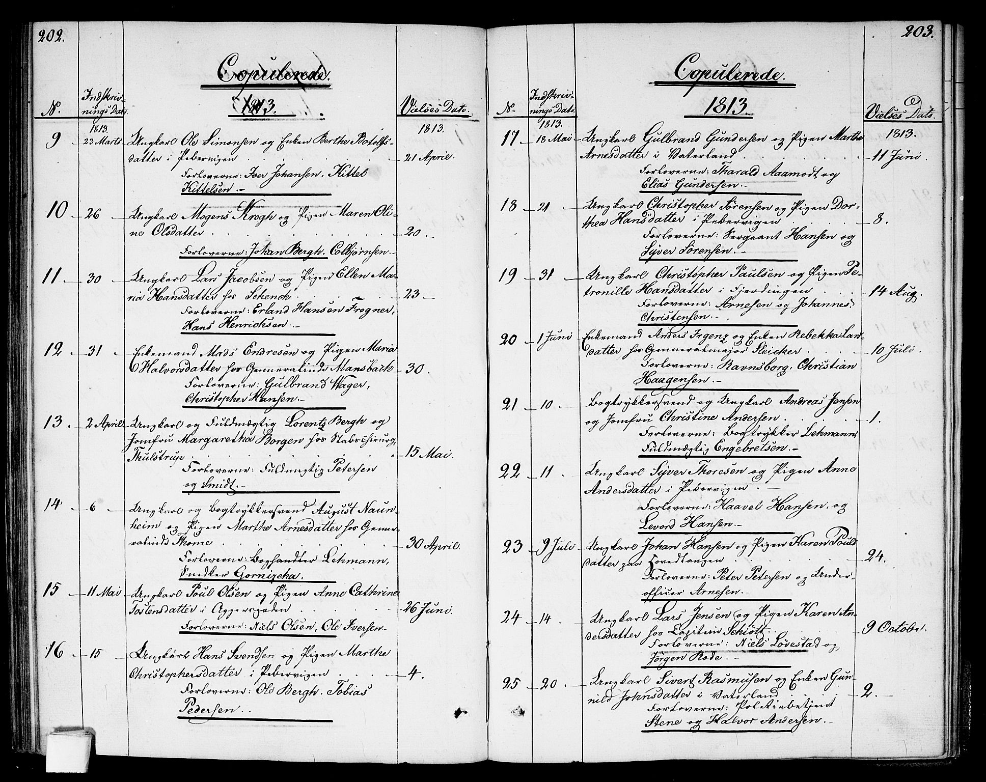 Garnisonsmenigheten Kirkebøker, SAO/A-10846/G/Ga/L0002: Klokkerbok nr. 2, 1810-1814, s. 202-203