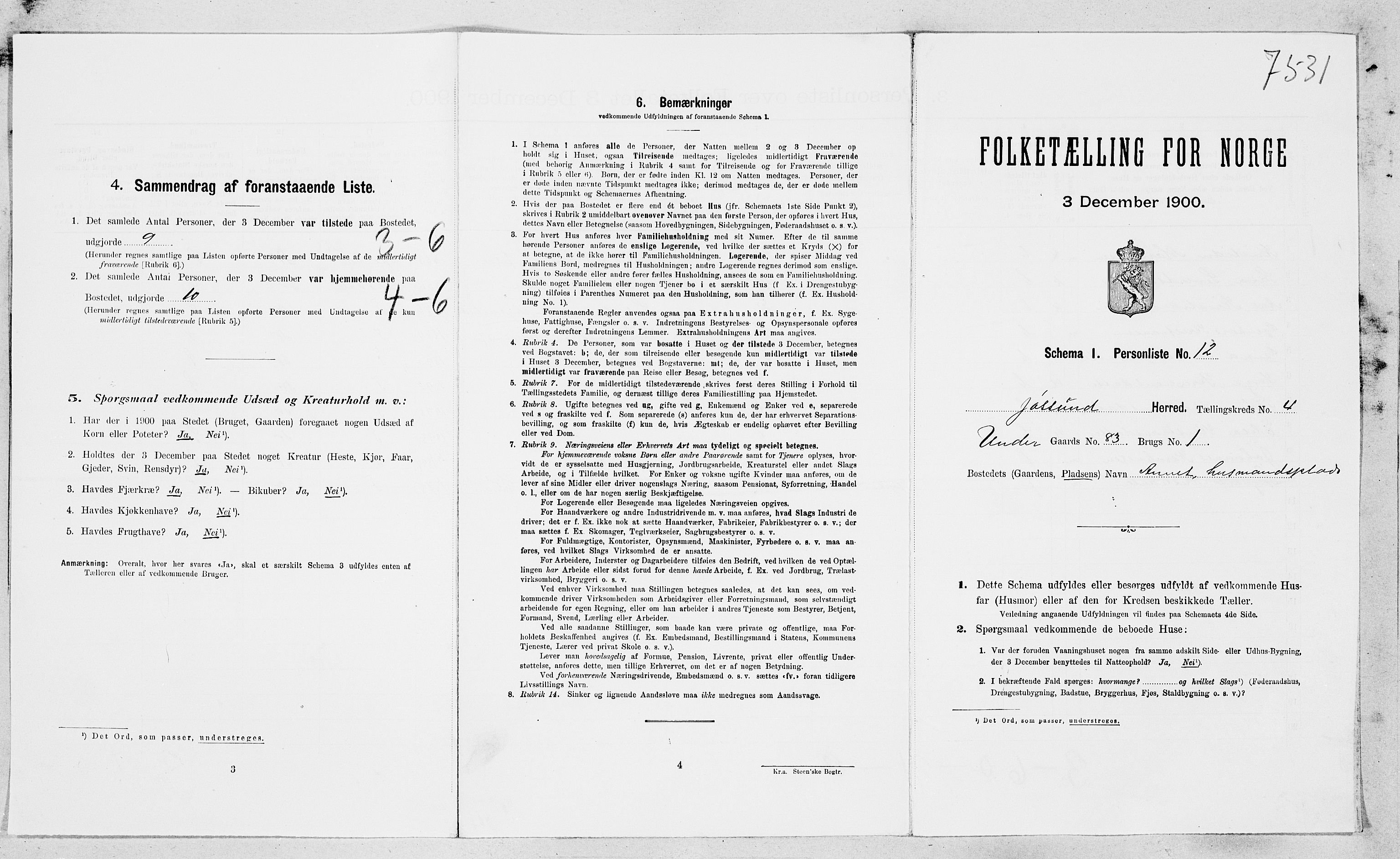SAT, Folketelling 1900 for 1629 Jøssund herred, 1900, s. 447