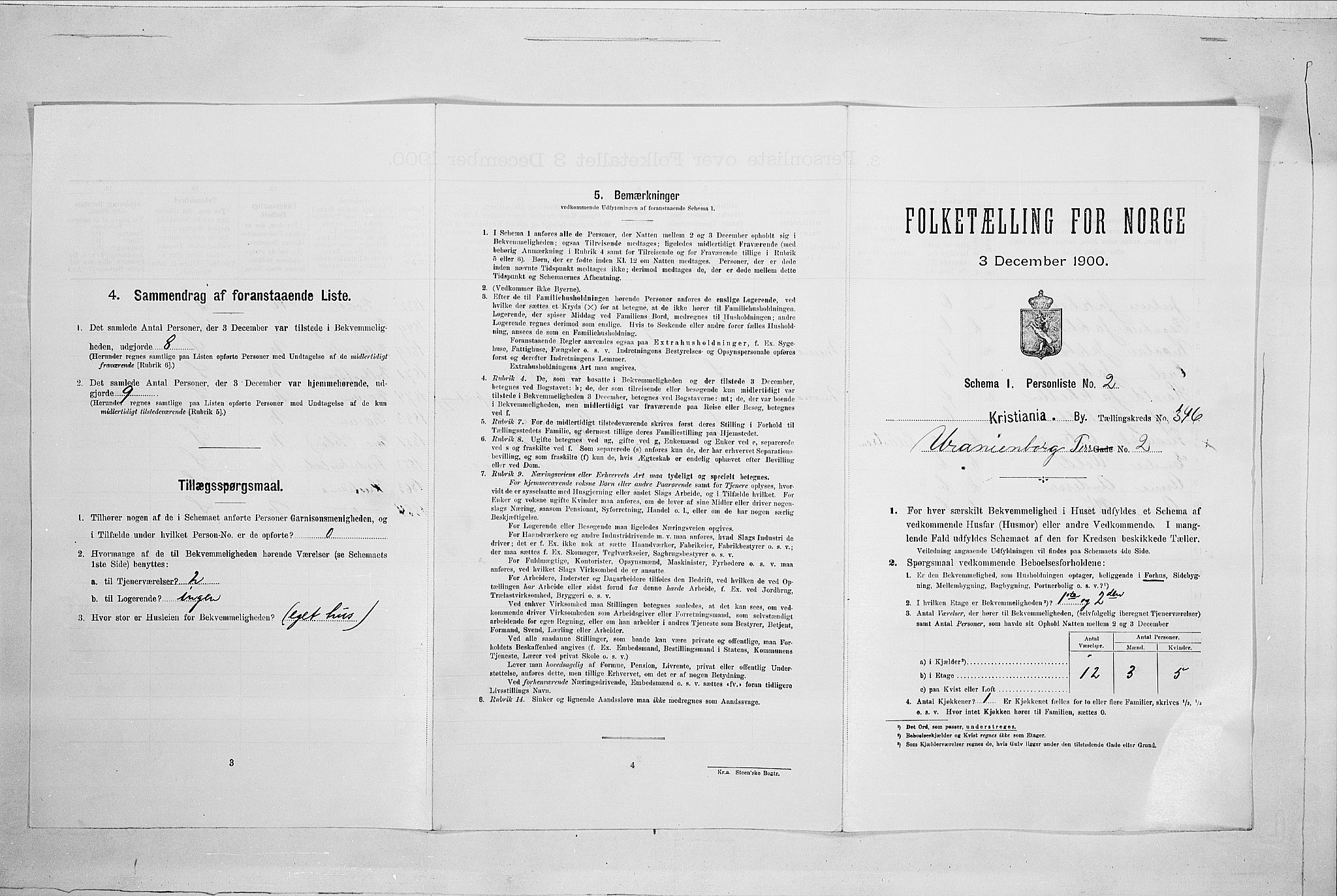 SAO, Folketelling 1900 for 0301 Kristiania kjøpstad, 1900, s. 108000