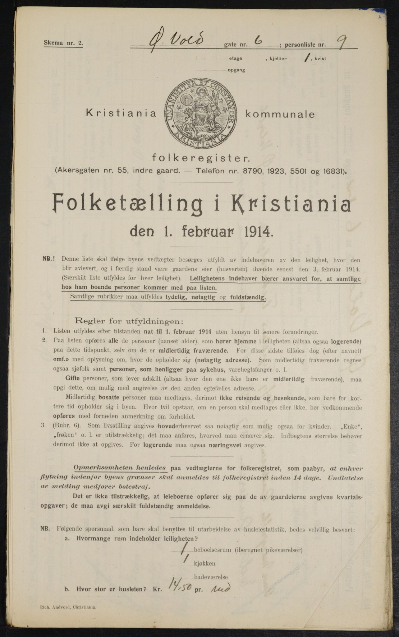 OBA, Kommunal folketelling 1.2.1914 for Kristiania, 1914, s. 131169