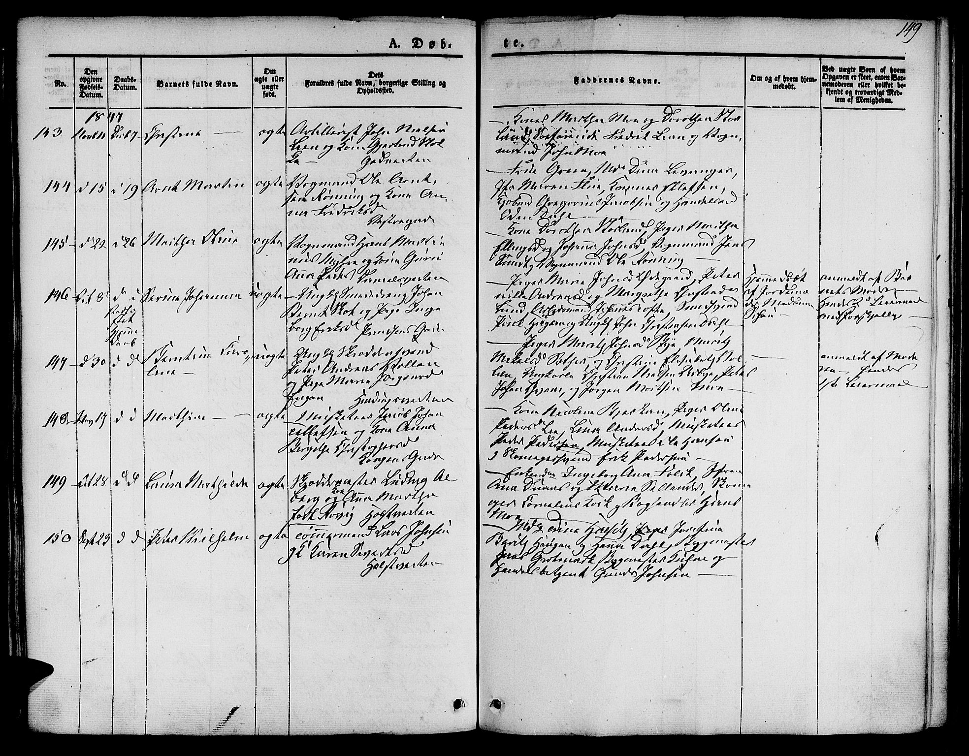 Ministerialprotokoller, klokkerbøker og fødselsregistre - Sør-Trøndelag, AV/SAT-A-1456/601/L0048: Ministerialbok nr. 601A16, 1840-1847, s. 149