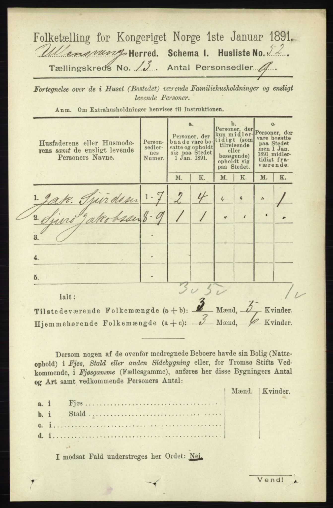 RA, Folketelling 1891 for 1230 Ullensvang herred, 1891, s. 5073
