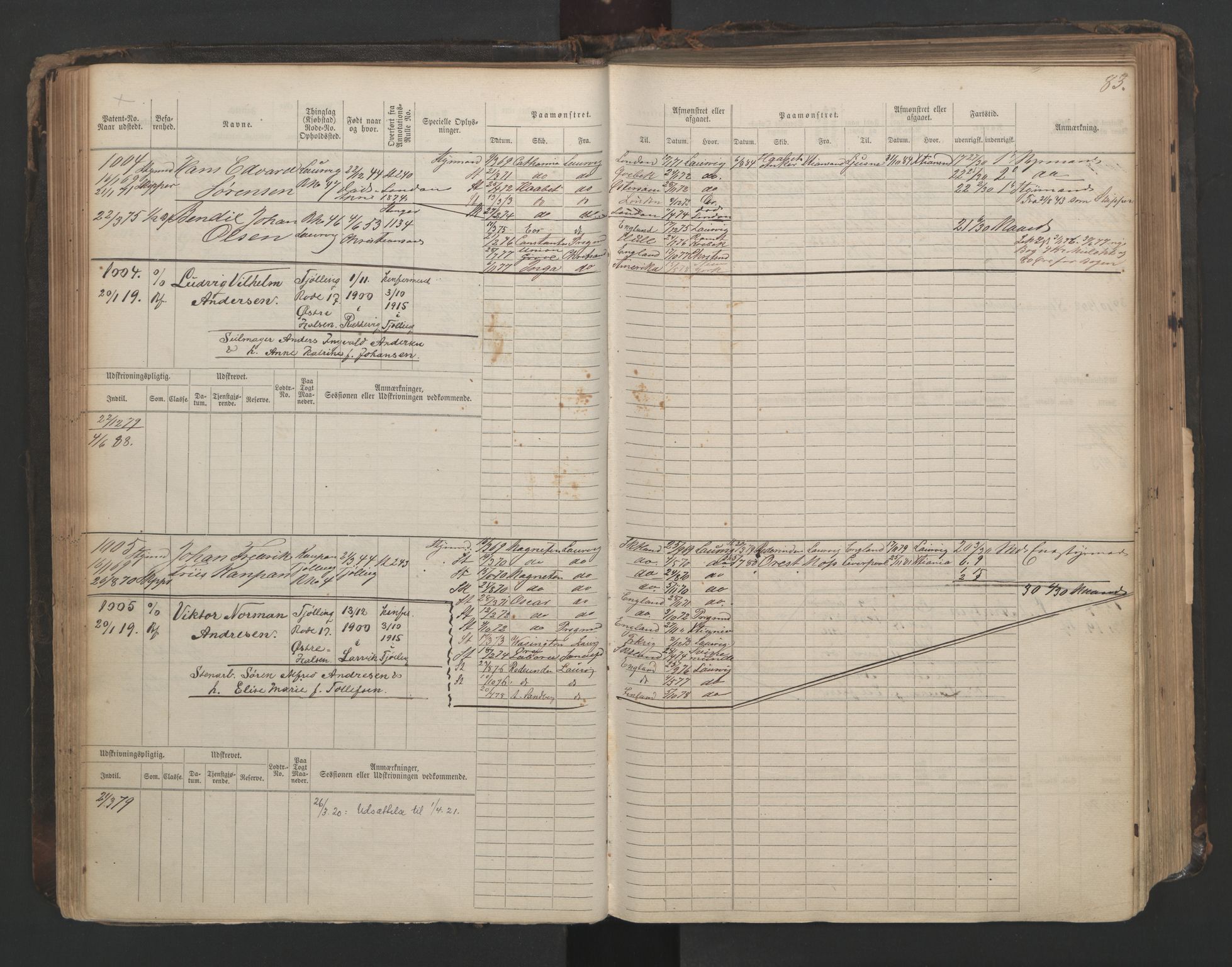 Larvik innrulleringskontor, AV/SAKO-A-787/F/Fc/L0003: Hovedrulle, 1868, s. 83