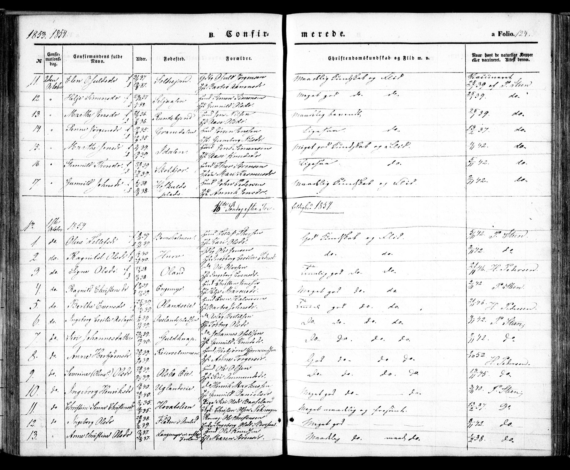 Froland sokneprestkontor, AV/SAK-1111-0013/F/Fa/L0002: Ministerialbok nr. A 2, 1845-1863, s. 124