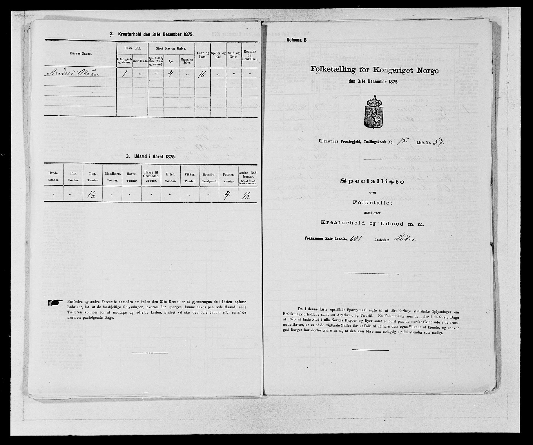 SAB, Folketelling 1875 for 1230P Ullensvang prestegjeld, 1875, s. 1576