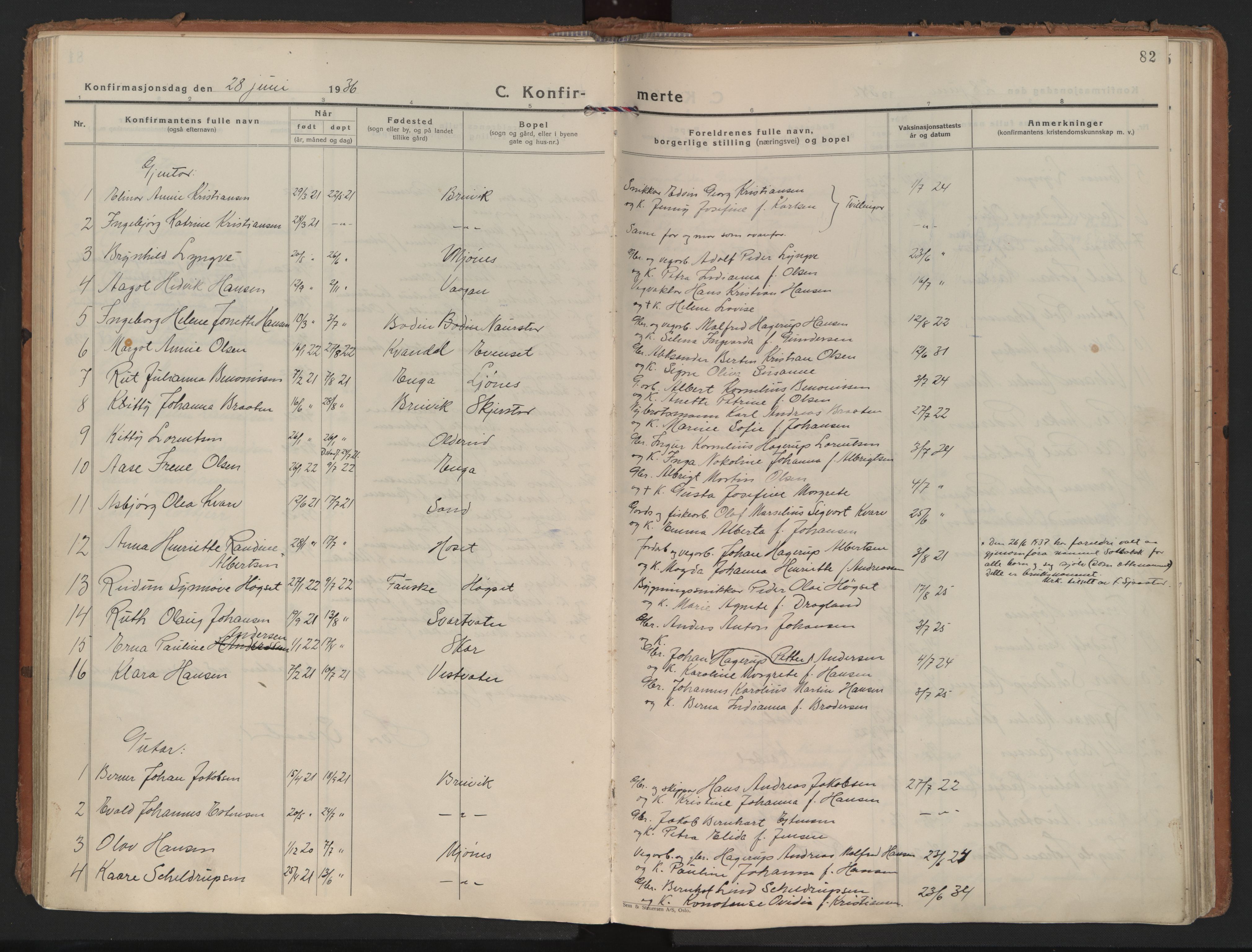 Ministerialprotokoller, klokkerbøker og fødselsregistre - Nordland, AV/SAT-A-1459/852/L0749: Ministerialbok nr. 852A19, 1933-1951, s. 82