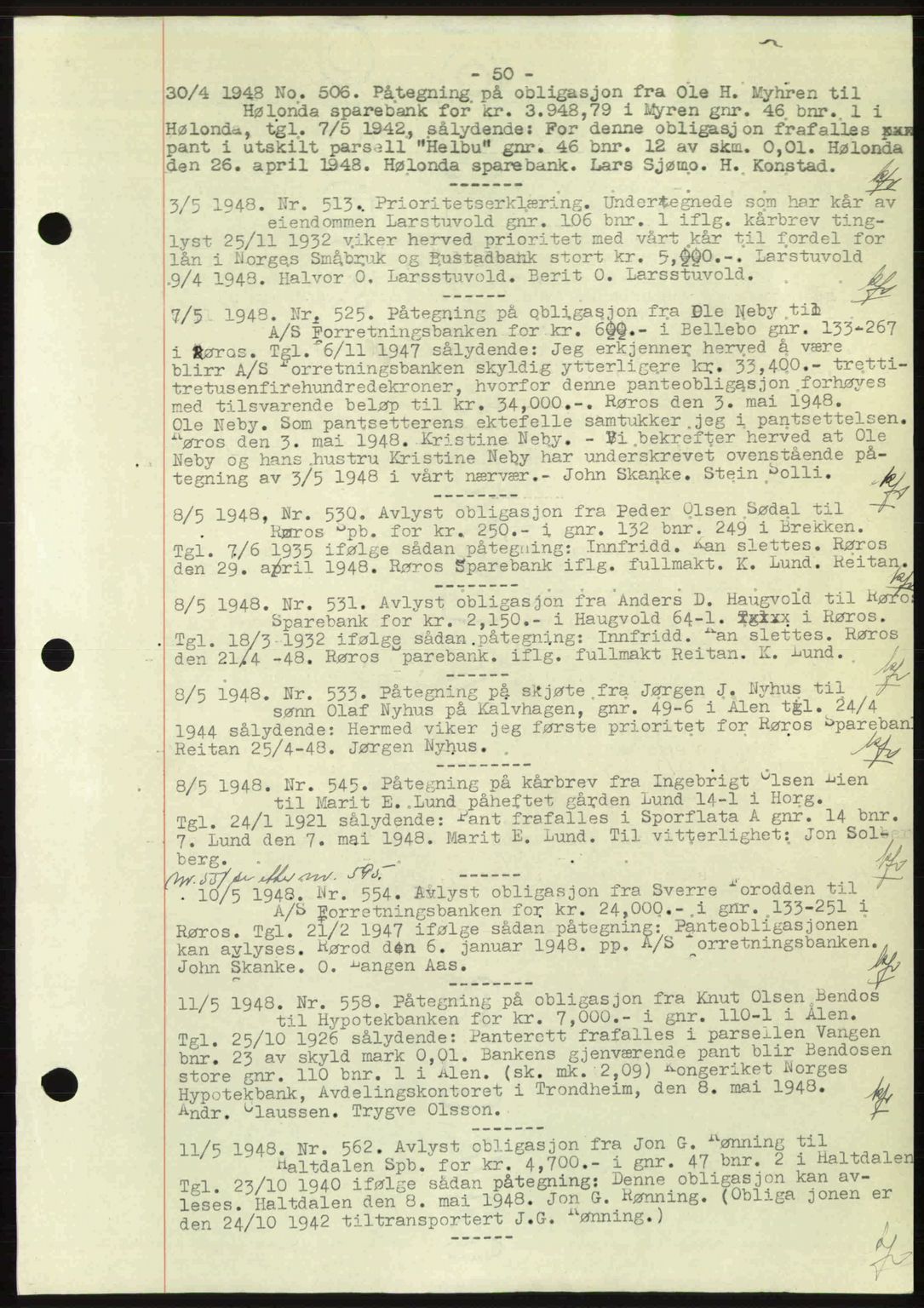 Gauldal sorenskriveri, SAT/A-0014/1/2/2C: Pantebok nr. A5, 1947-1948, Dagboknr: 506/1948