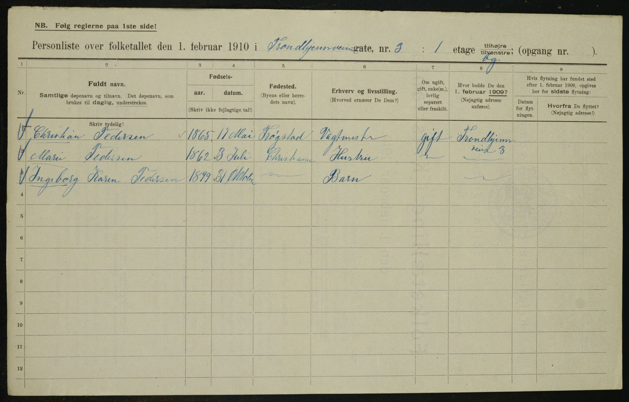 OBA, Kommunal folketelling 1.2.1910 for Kristiania, 1910, s. 110091