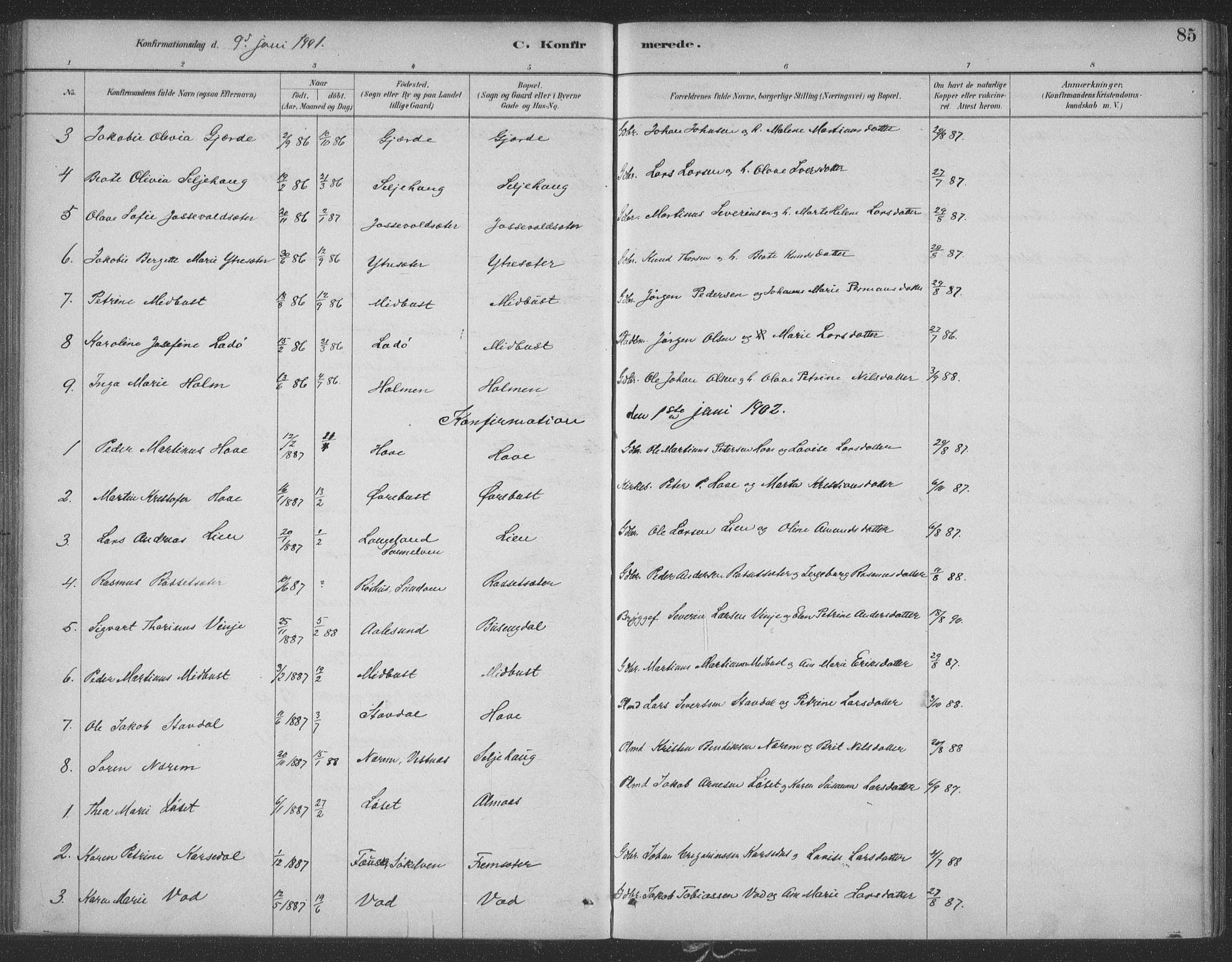 Ministerialprotokoller, klokkerbøker og fødselsregistre - Møre og Romsdal, AV/SAT-A-1454/521/L0299: Ministerialbok nr. 521A01, 1882-1907, s. 85