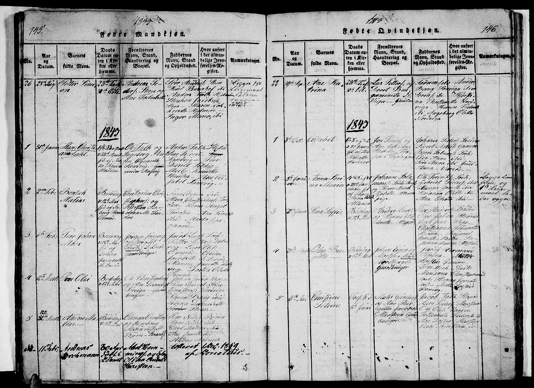 Ministerialprotokoller, klokkerbøker og fødselsregistre - Nordland, AV/SAT-A-1459/834/L0510: Klokkerbok nr. 834C01, 1820-1847, s. 145-146