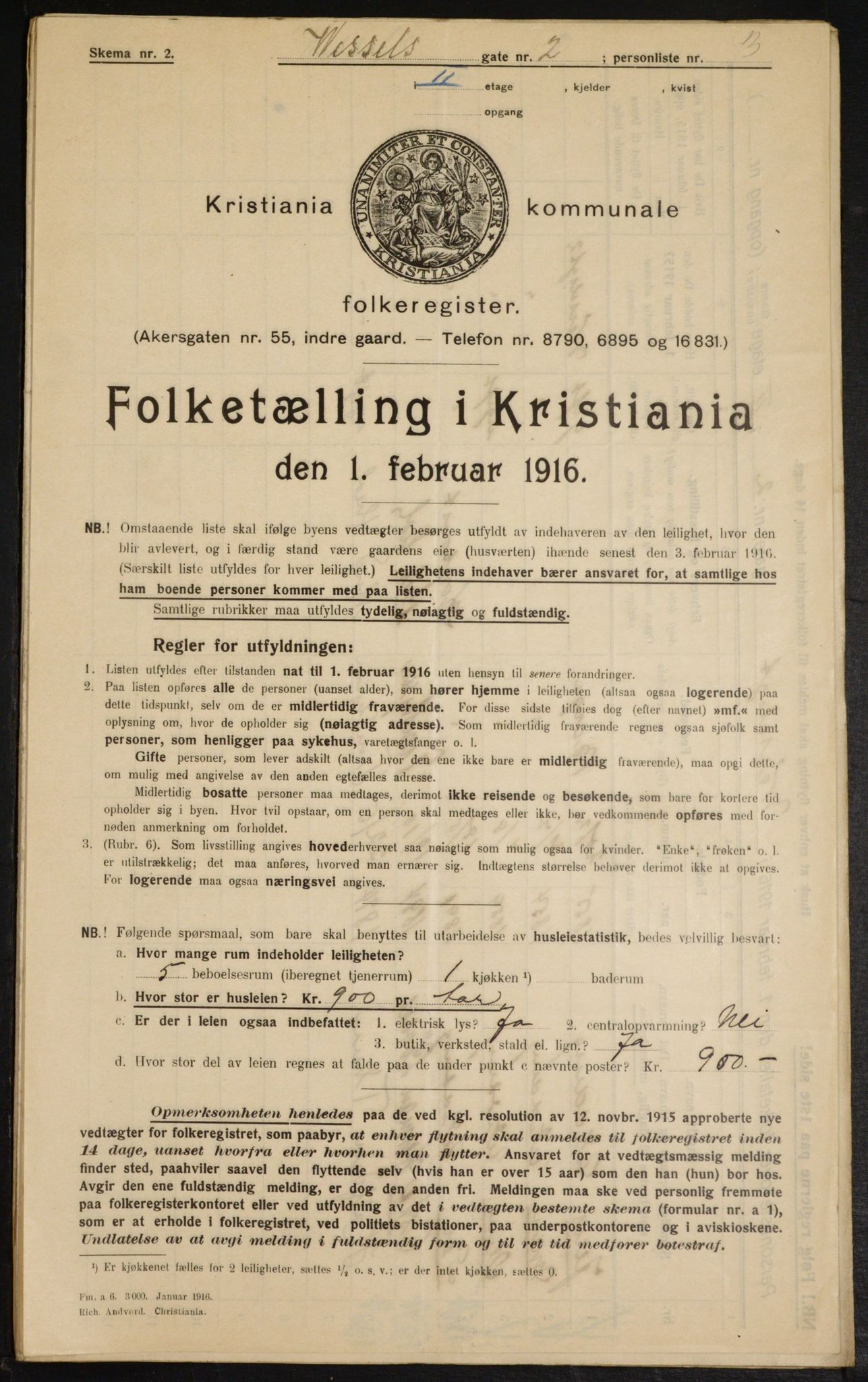 OBA, Kommunal folketelling 1.2.1916 for Kristiania, 1916, s. 131587