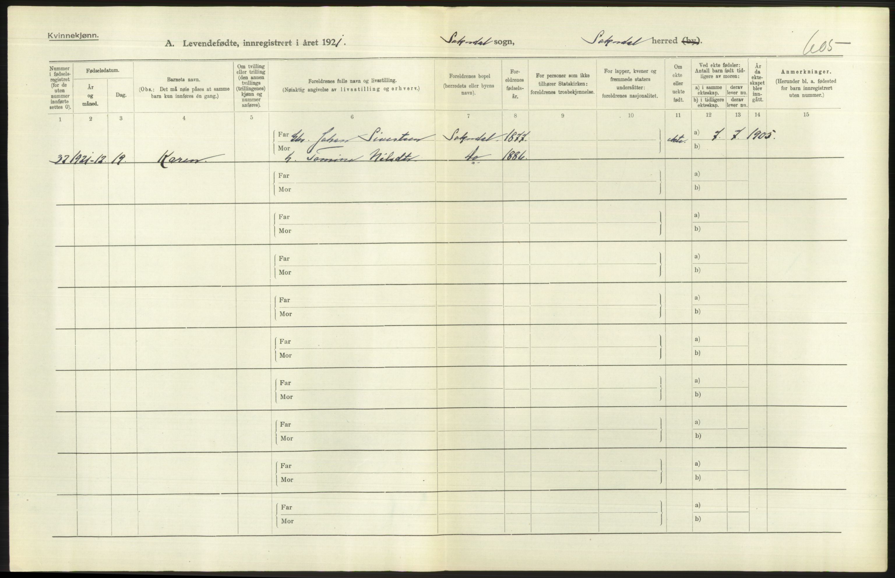 Statistisk sentralbyrå, Sosiodemografiske emner, Befolkning, AV/RA-S-2228/D/Df/Dfc/Dfca/L0028: Rogaland fylke: Levendefødte menn og kvinner. Bygder., 1921, s. 338