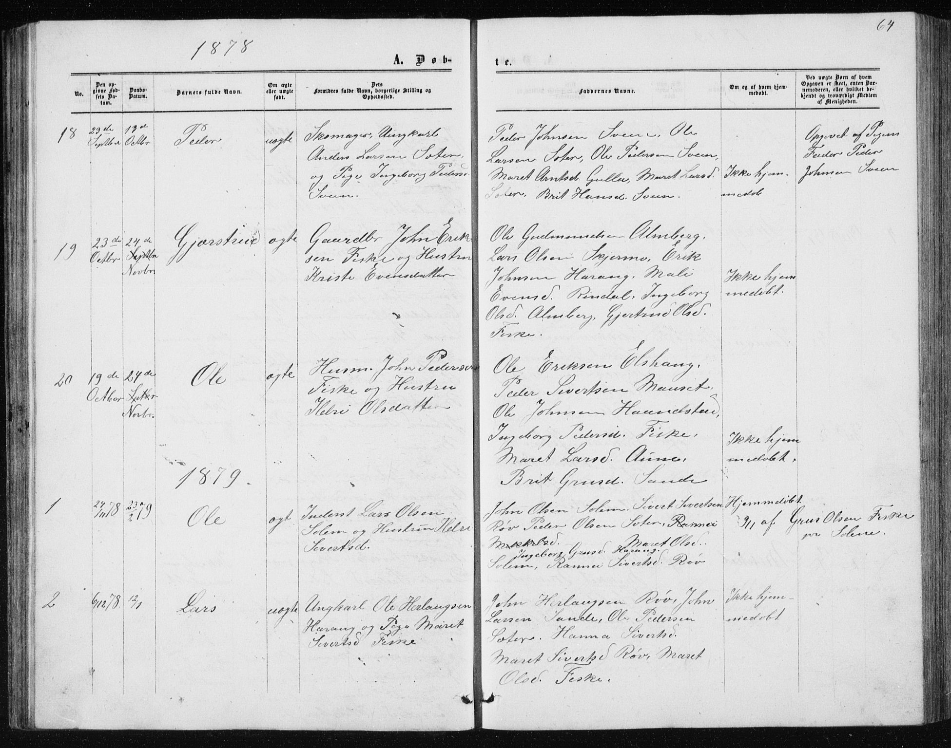 Ministerialprotokoller, klokkerbøker og fødselsregistre - Møre og Romsdal, AV/SAT-A-1454/597/L1064: Klokkerbok nr. 597C01, 1866-1898, s. 64