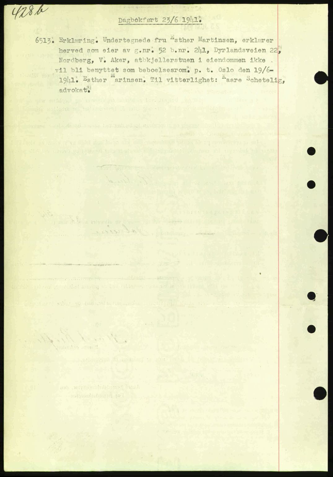 Aker herredsskriveri, SAO/A-10896/G/Gb/Gba/Gbab/L0048: Pantebok nr. A172-173, 1941-1941, Dagboknr: 6513/1941