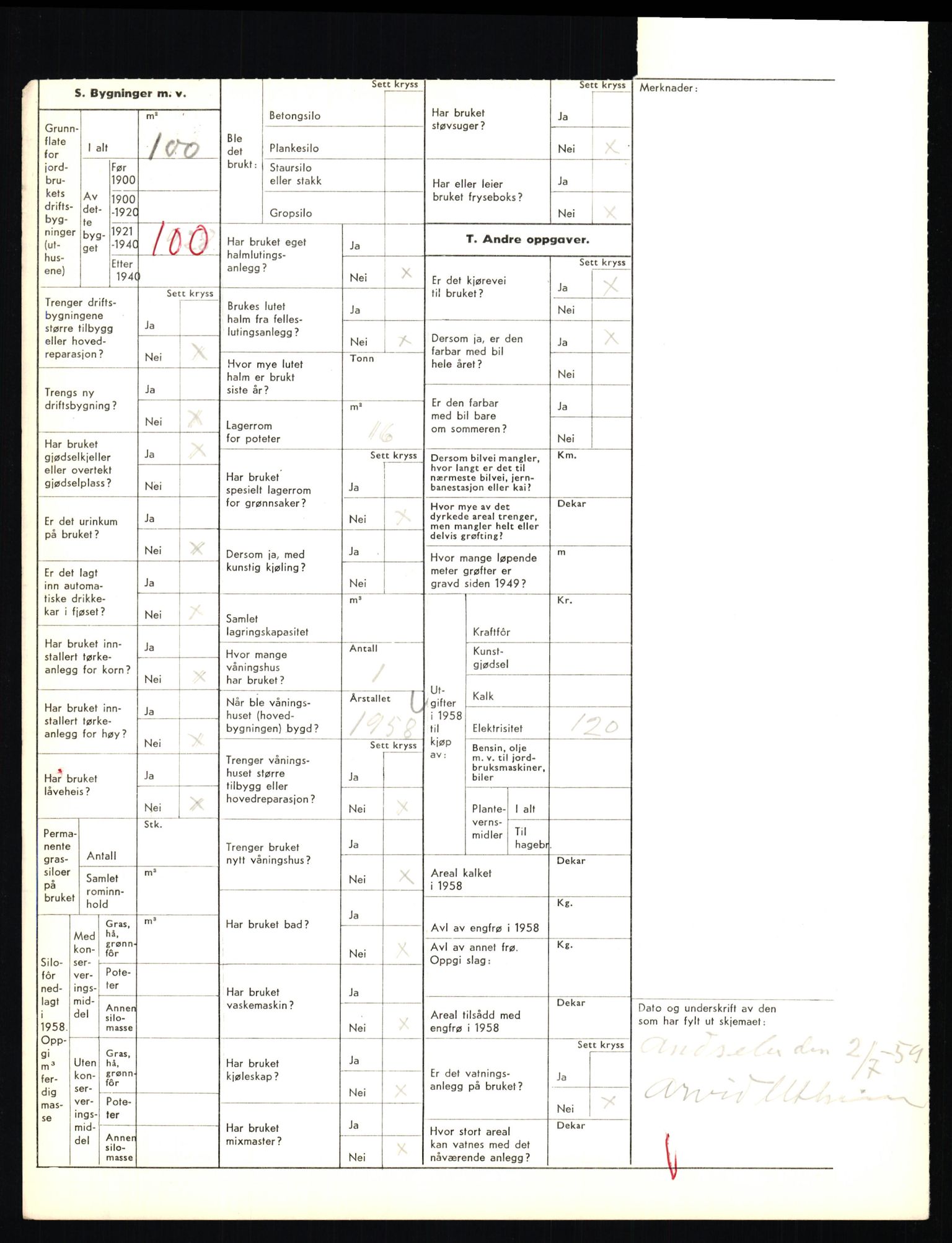 Statistisk sentralbyrå, Næringsøkonomiske emner, Jordbruk, skogbruk, jakt, fiske og fangst, AV/RA-S-2234/G/Gd/L0655: Troms: 1924 Målselv (kl. 4-10), 1959, s. 1166