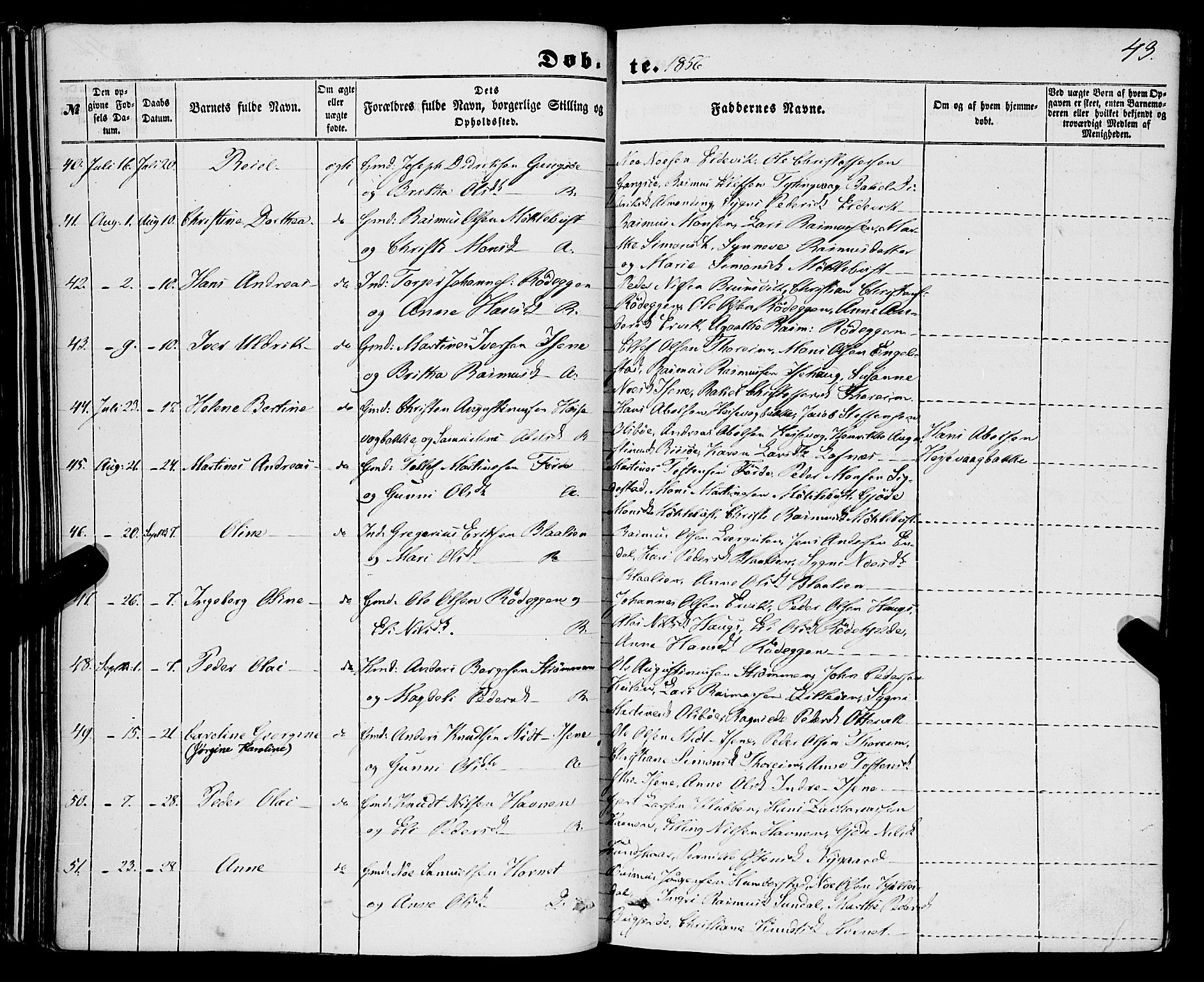 Davik sokneprestembete, AV/SAB-A-79701/H/Haa/Haaa/L0005: Ministerialbok nr. A 5, 1850-1866, s. 43